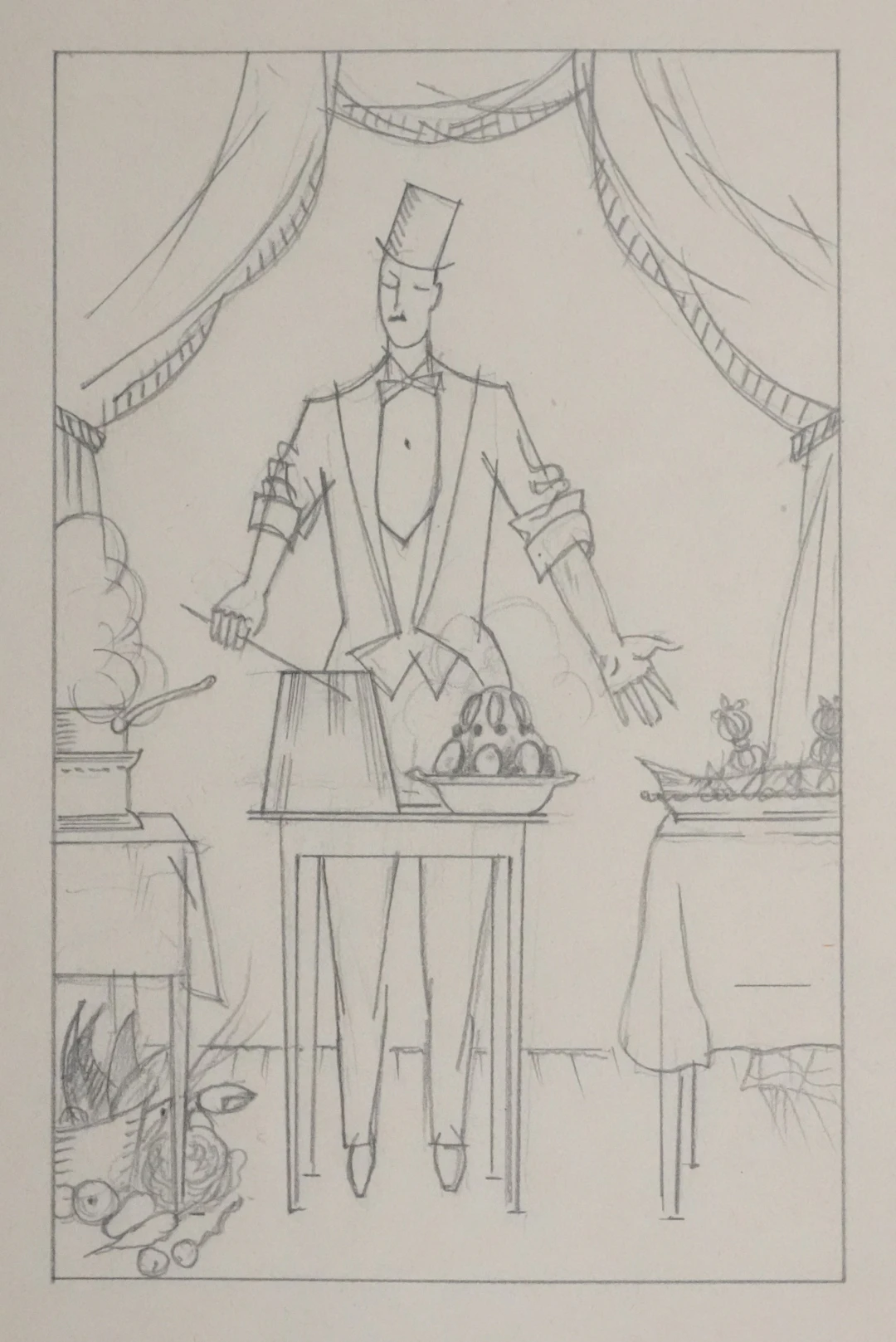 Jean-Emile LABOUREUR : Le chef, Dessin original