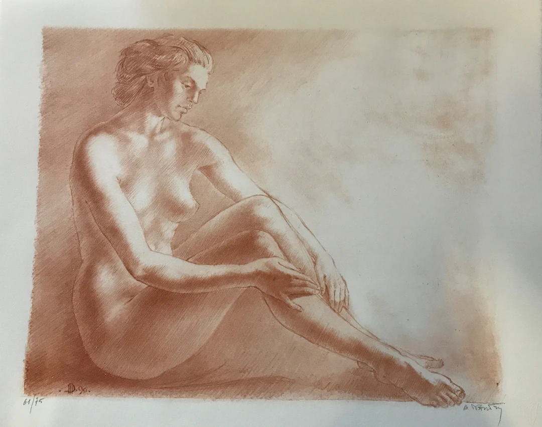 Marc DAUTRY - Nu assis - Lithographie signée au crayon
