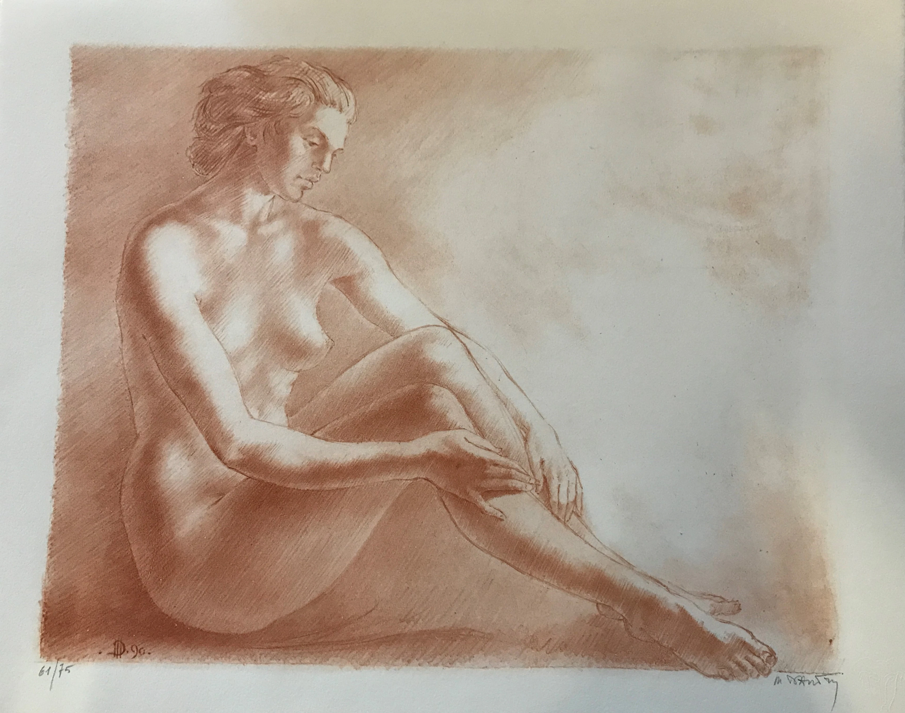 Marc DAUTRY - Nu assis - Lithographie signée au crayon