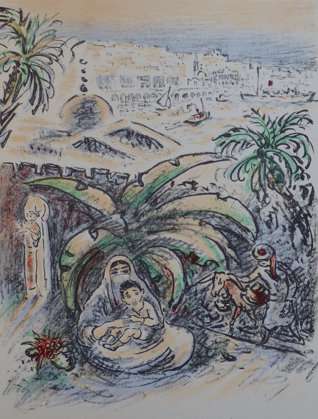 André HAMBOURG - La Femme et son enfant, 1980 - Lithographie originale