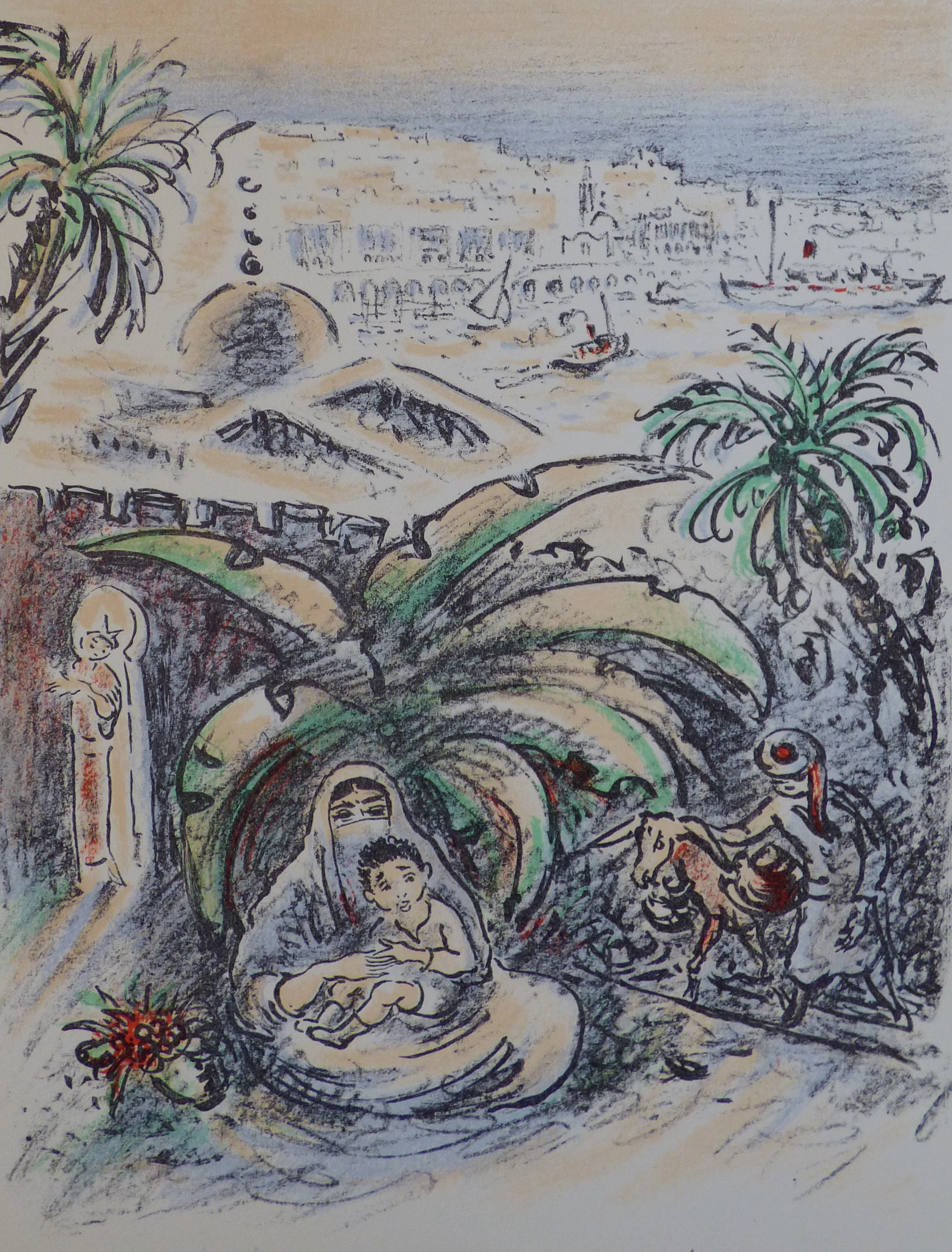 André HAMBOURG - La Femme et son enfant, 1980 - Lithographie originale