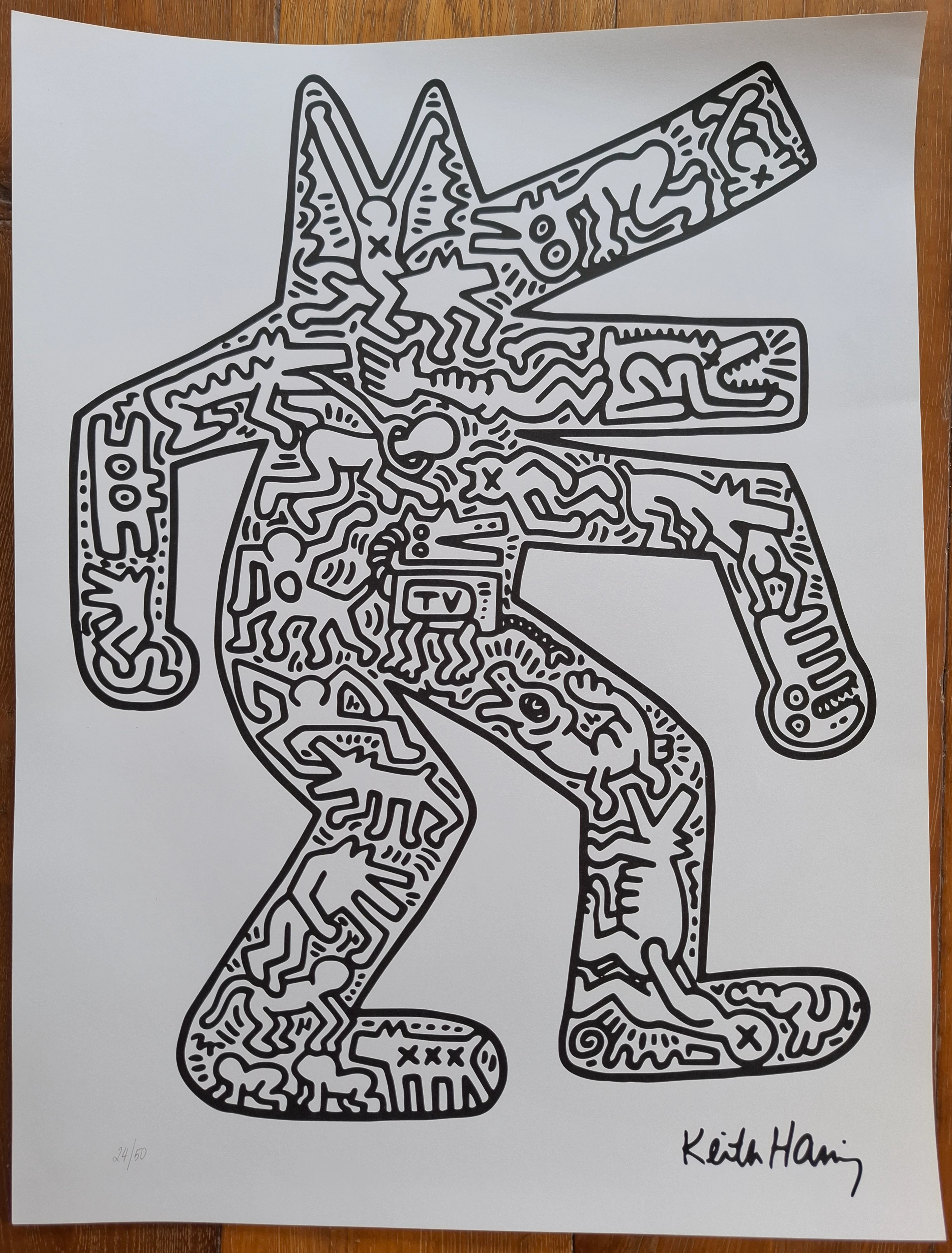 Keith Haring (d’après) - Chien dansant (blanc), 1987, sérigraphie