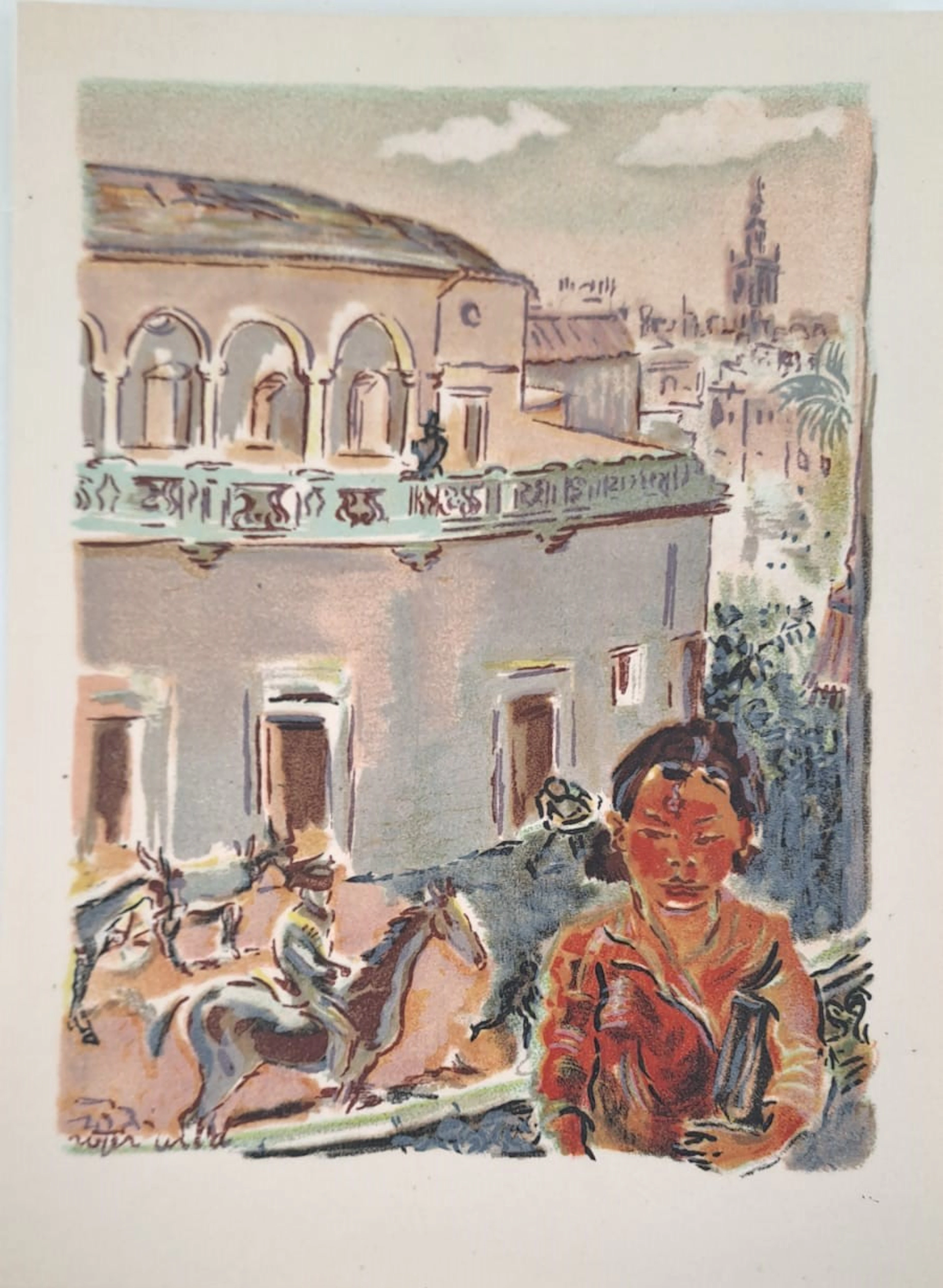 Roger Wild - Le théâtre - Lithographie originale signée