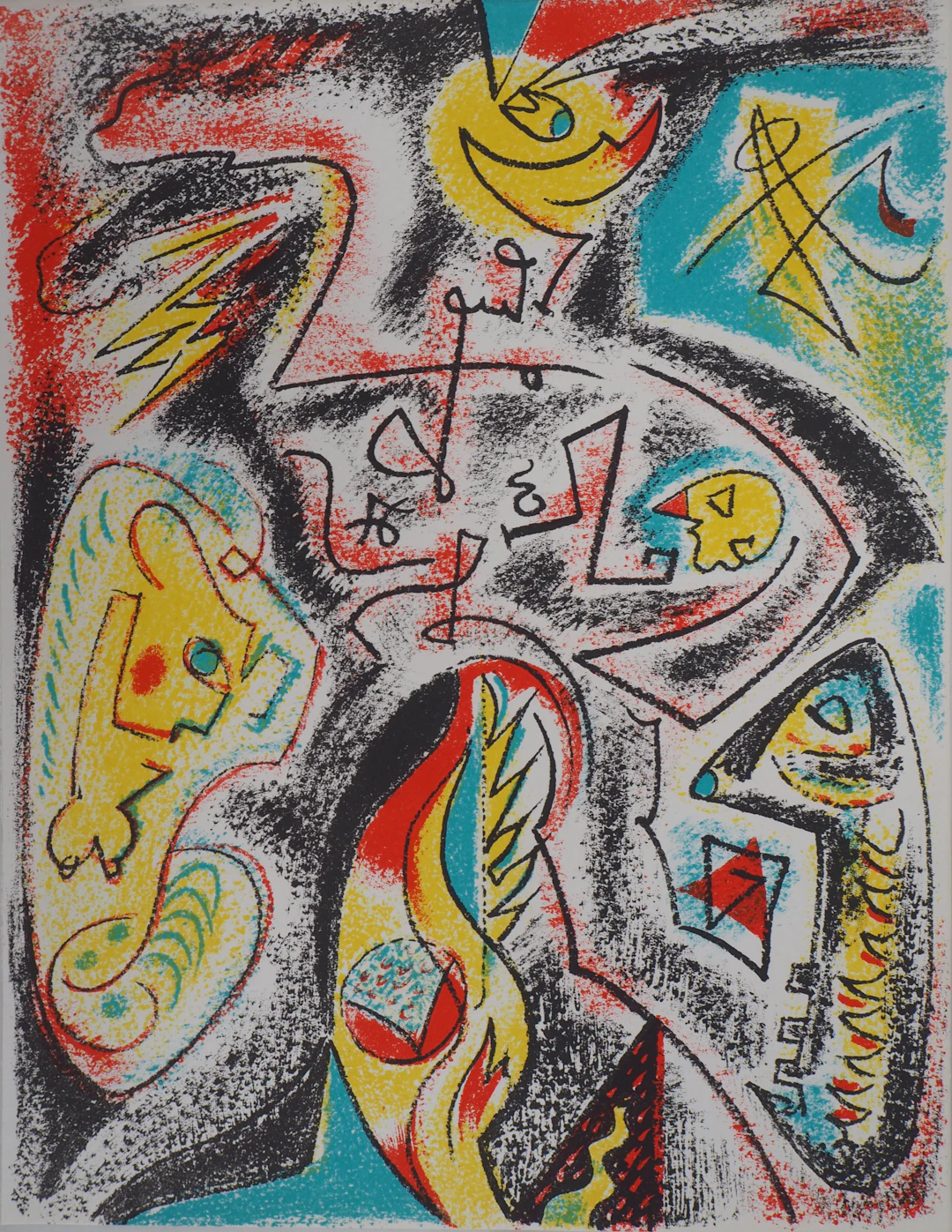 André Masson : Personnage sous les étoiles - Lithographie originale, 1968