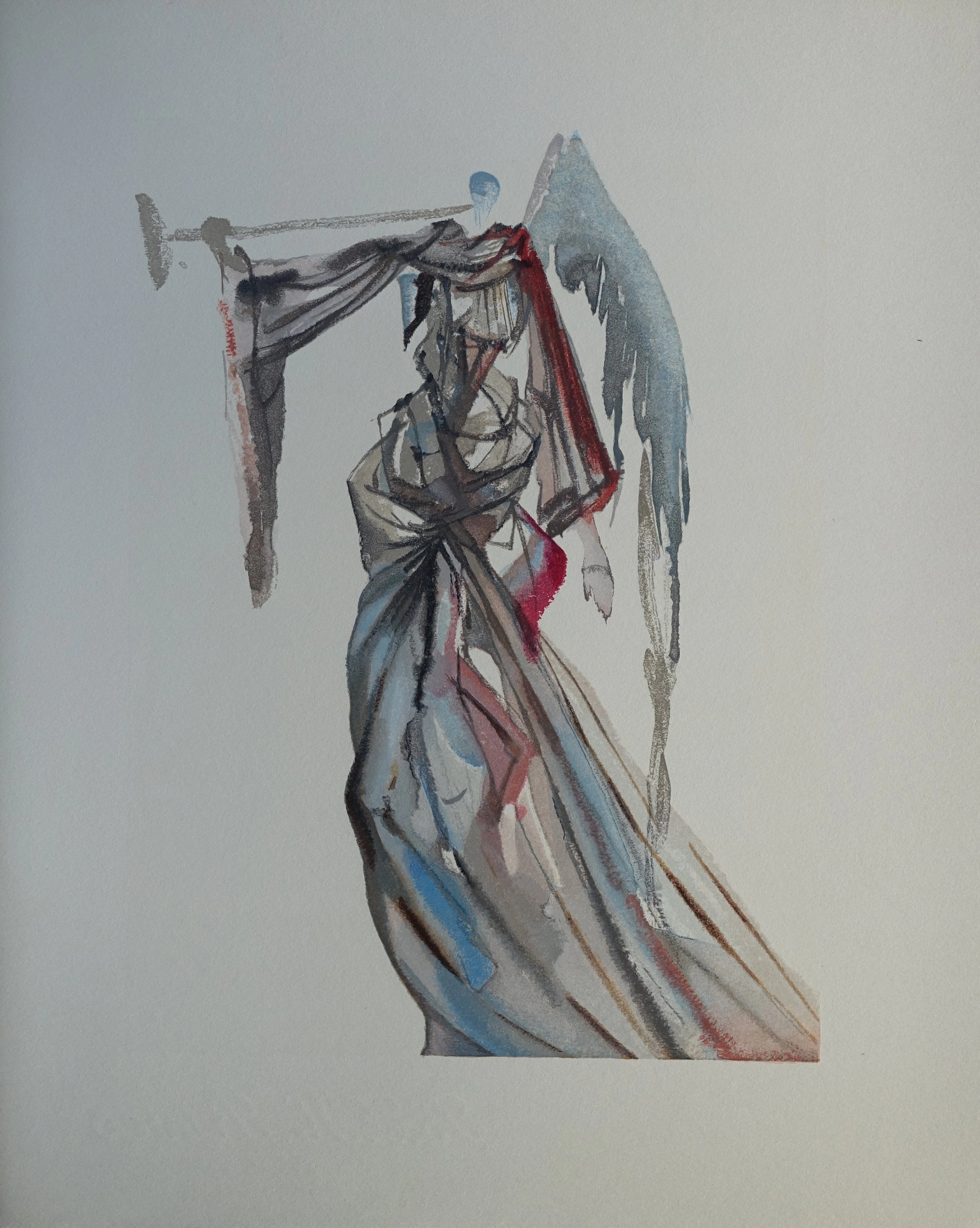 Salvador DALI : L’ange du soleil, Bois gravé original