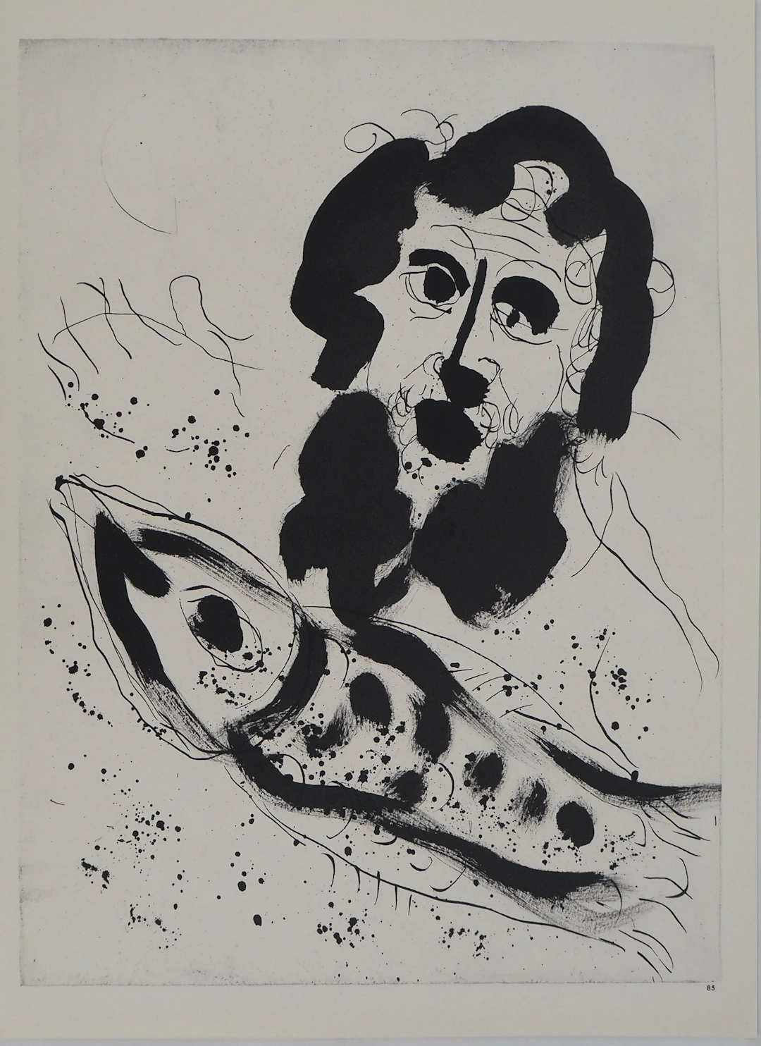 Marc CHAGALL : La Bible, Jonas et le poisson, Héliogravure