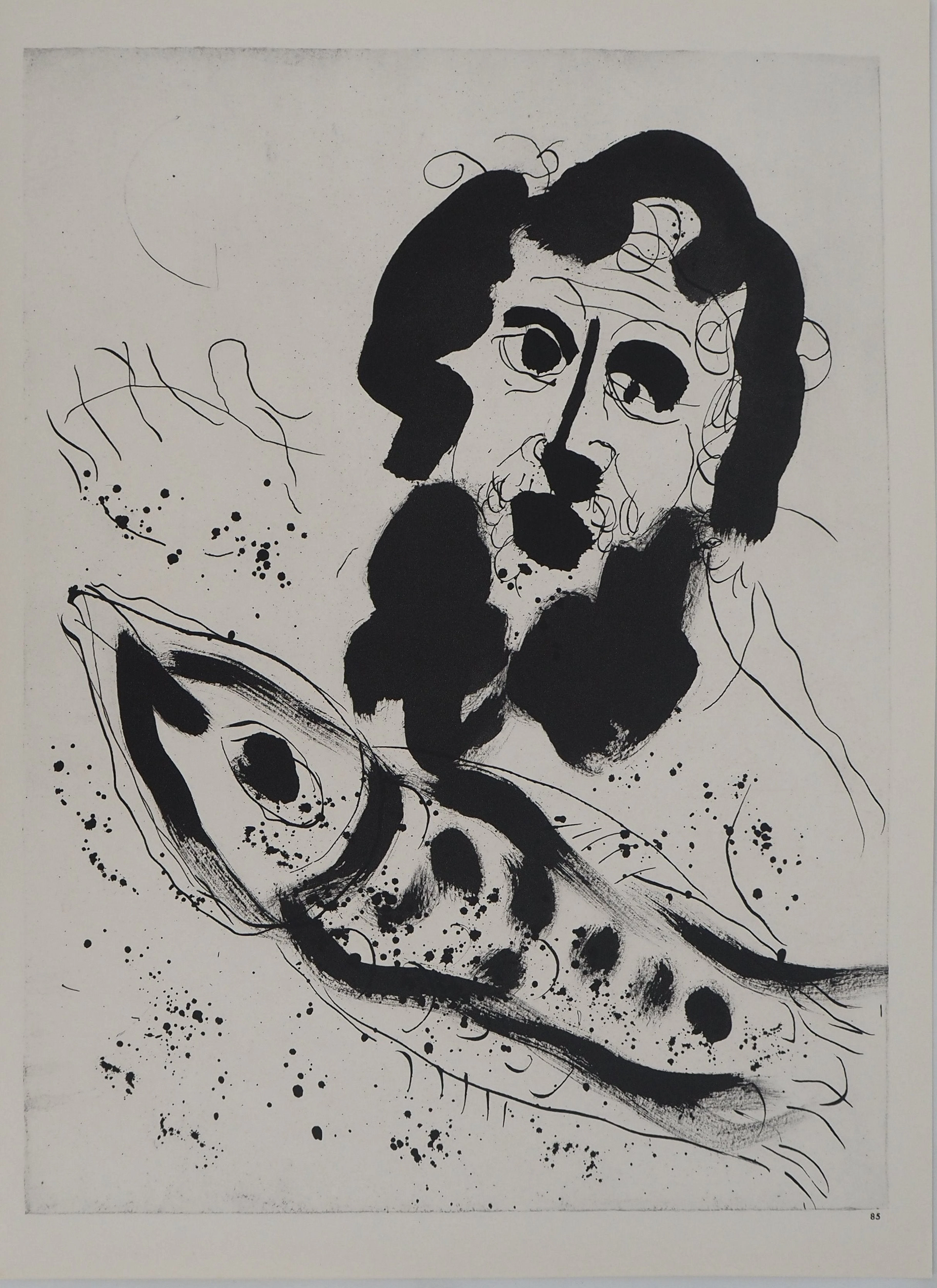 Marc CHAGALL : La Bible, Jonas et le poisson, Héliogravure