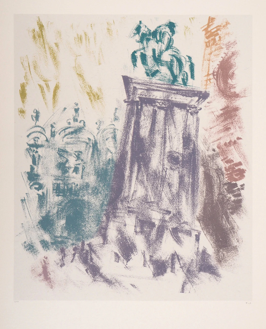 André MASSON : Statue Colleoni, le soir, Venise - Lithographie originale signée