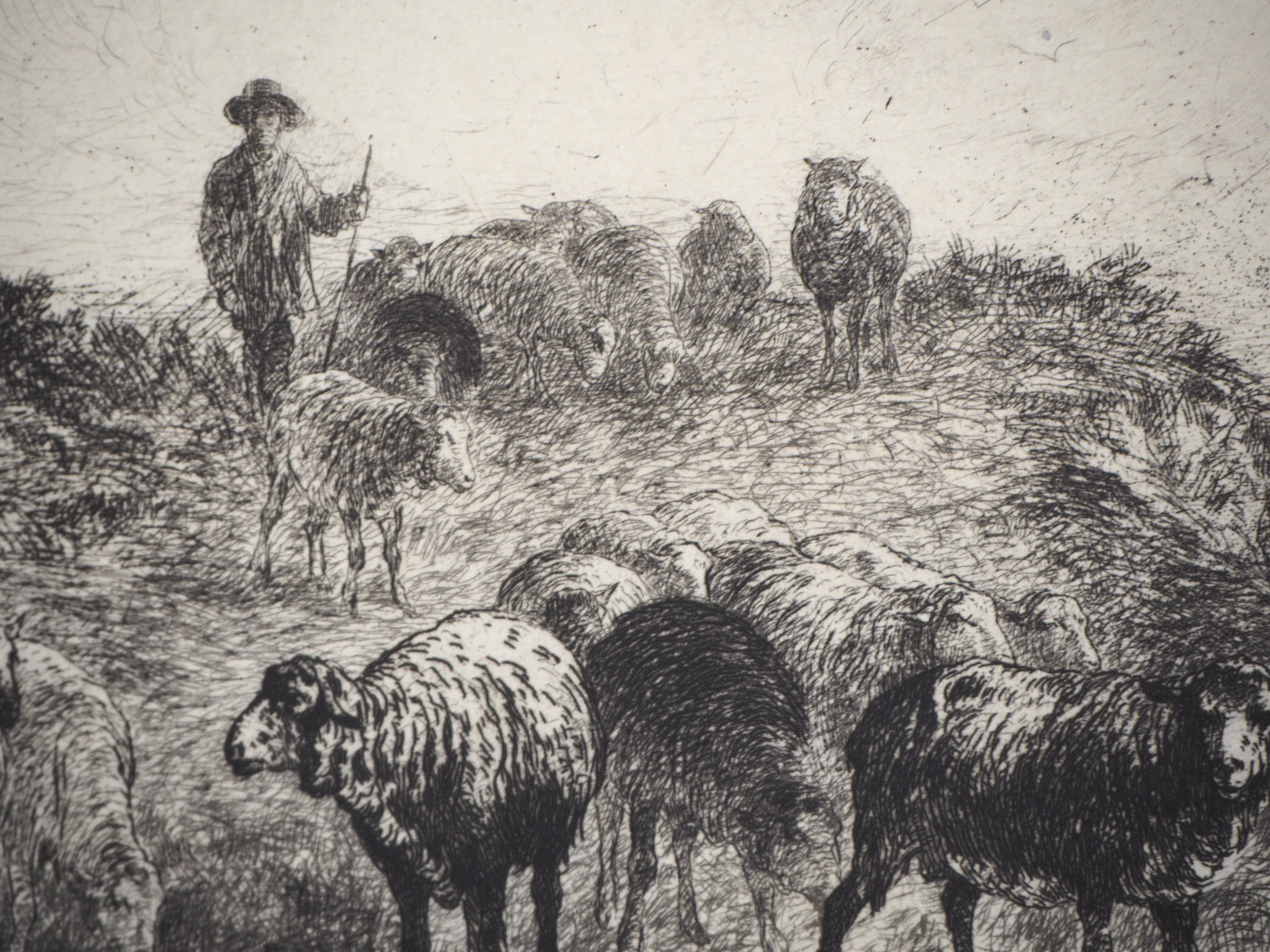 Felix BRISSOT DE WARWILLE : Le retour à la ferme - Eau forte Originale