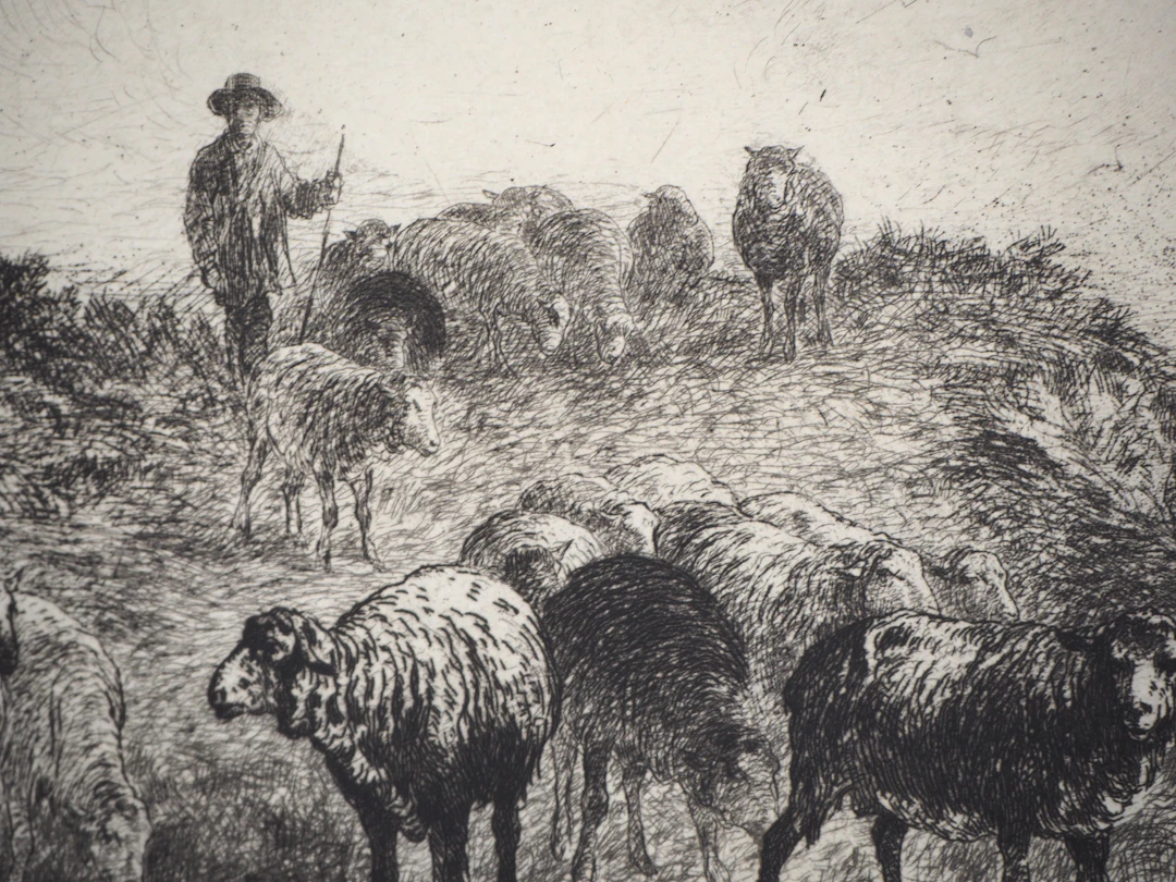 Felix BRISSOT DE WARWILLE : Le retour à la ferme - Eau forte Originale