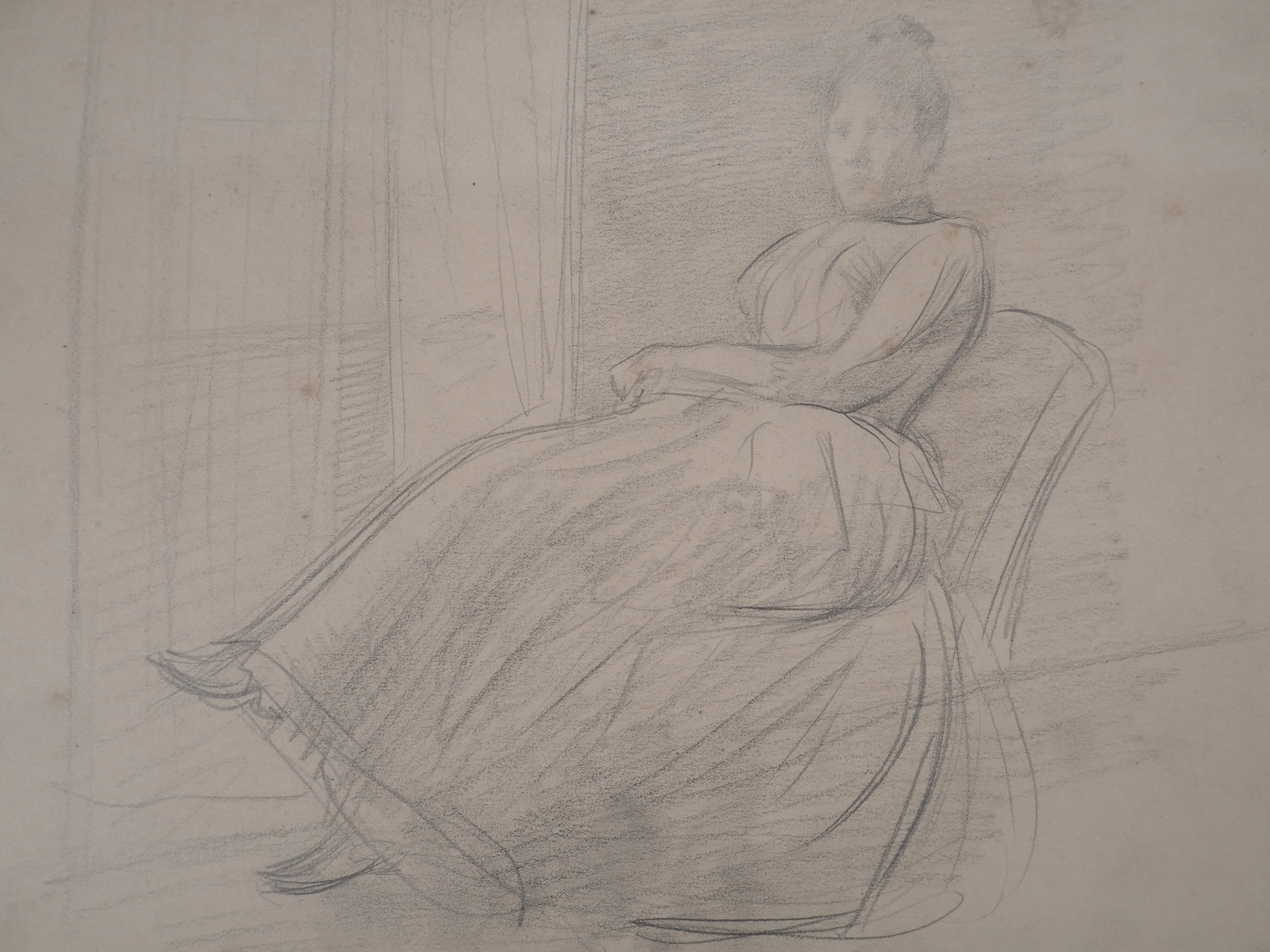 Léopold Franz KOWALSKI: Dame au fauteuil, dessin original