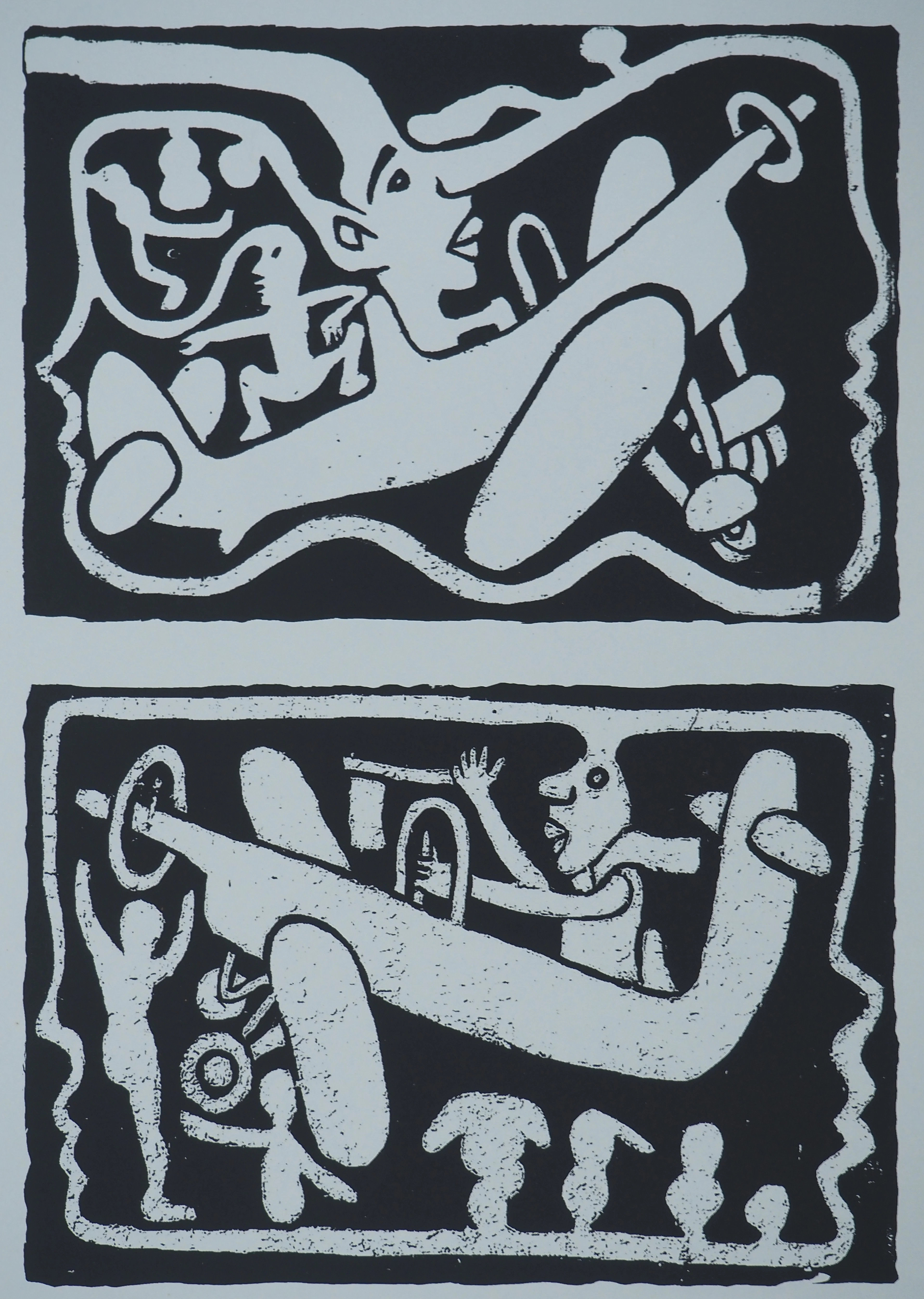 Yvon TAILLANDIER : Un monde en altitude en noir, Sérigraphie originale signée