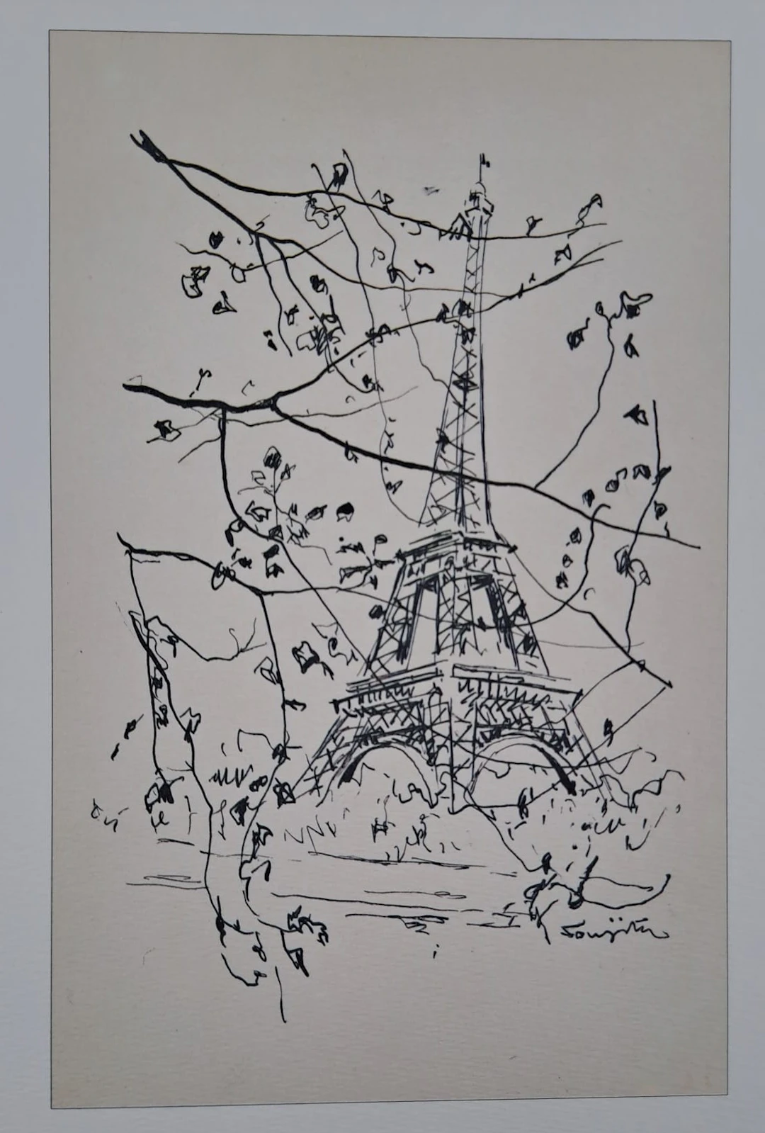 Léonard Foujita (d’après) - La Tour Eiffel - Impression d’art, signée