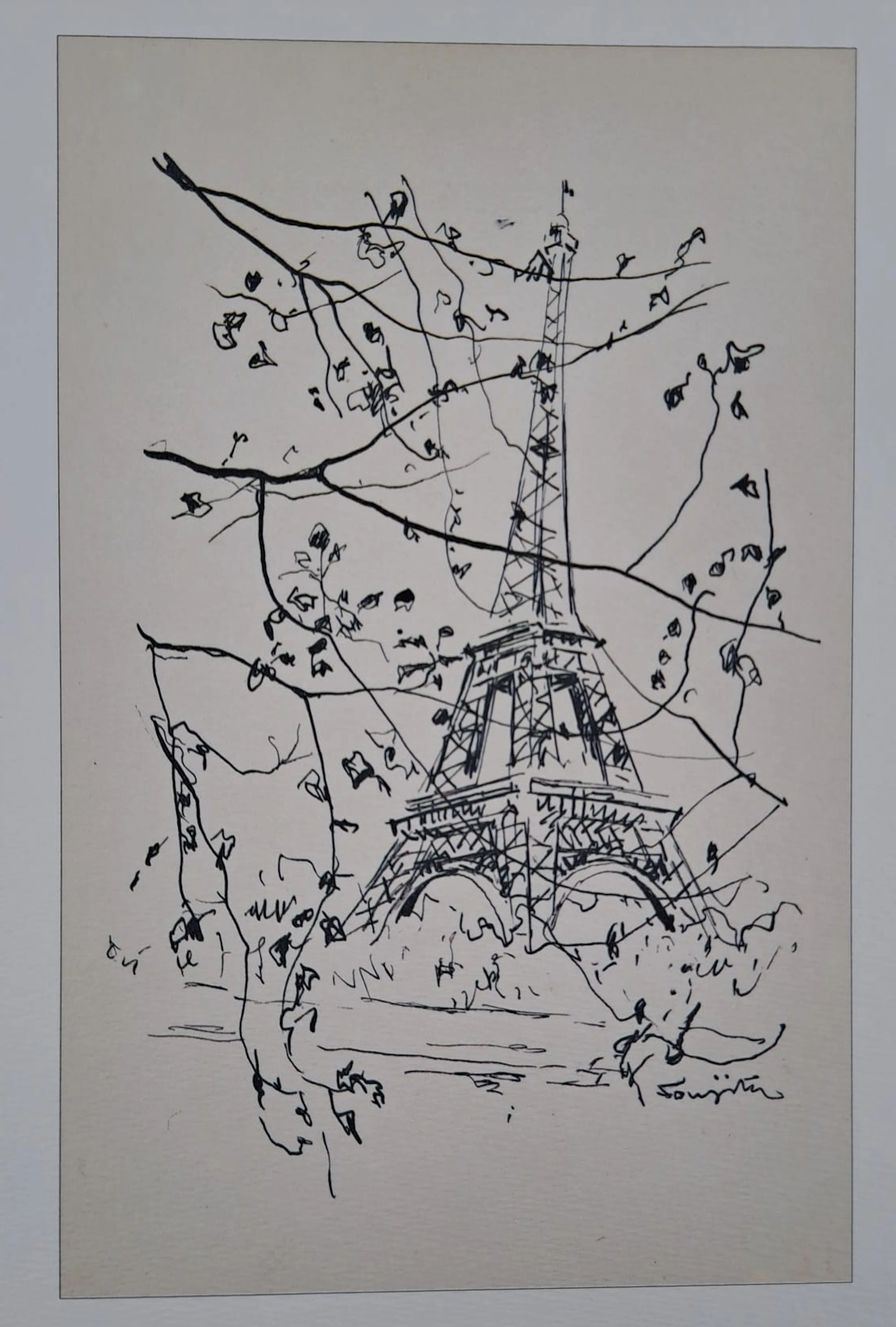 Léonard Foujita (d’après) - La Tour Eiffel - Impression d’art, signée