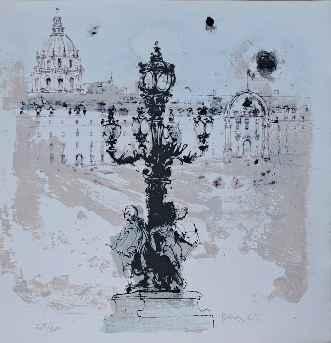 Jean-Paul Brusset - L’Hotel des Invalides, Pont Alexandre III - Lithographie