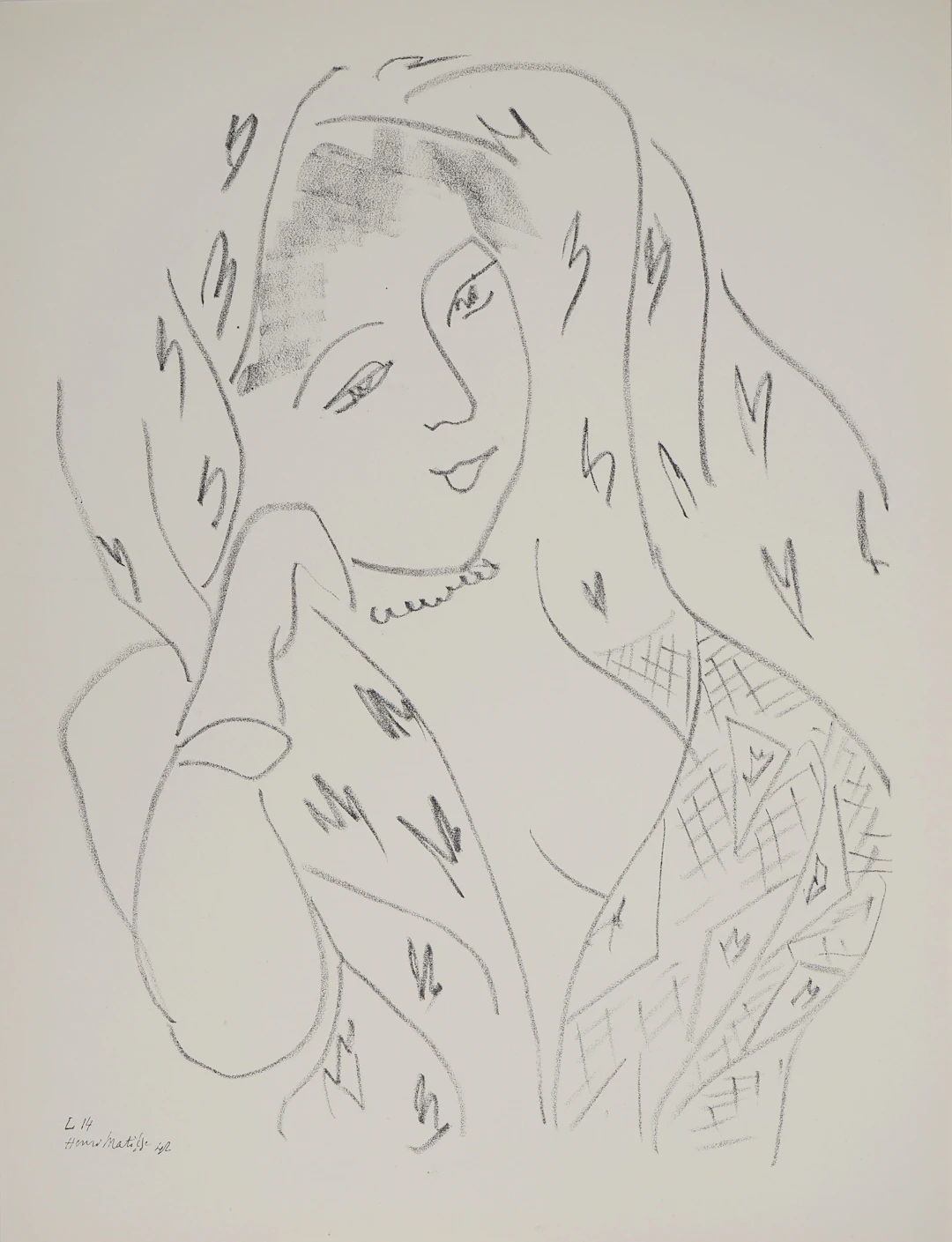 Henri MATISSE : Jeune femme au décolleté, Lithographie signée