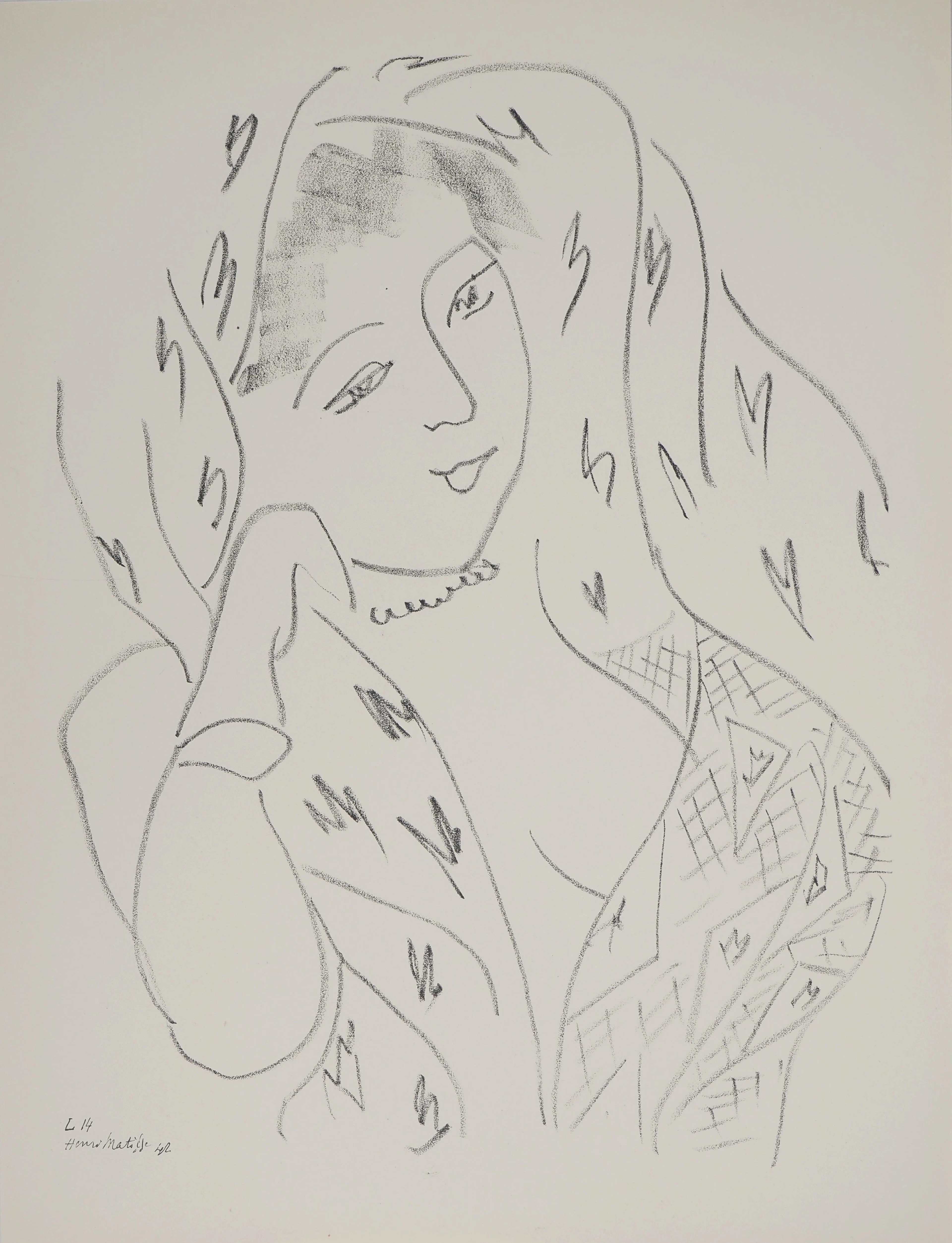 Henri MATISSE : Jeune femme au décolleté, Lithographie signée