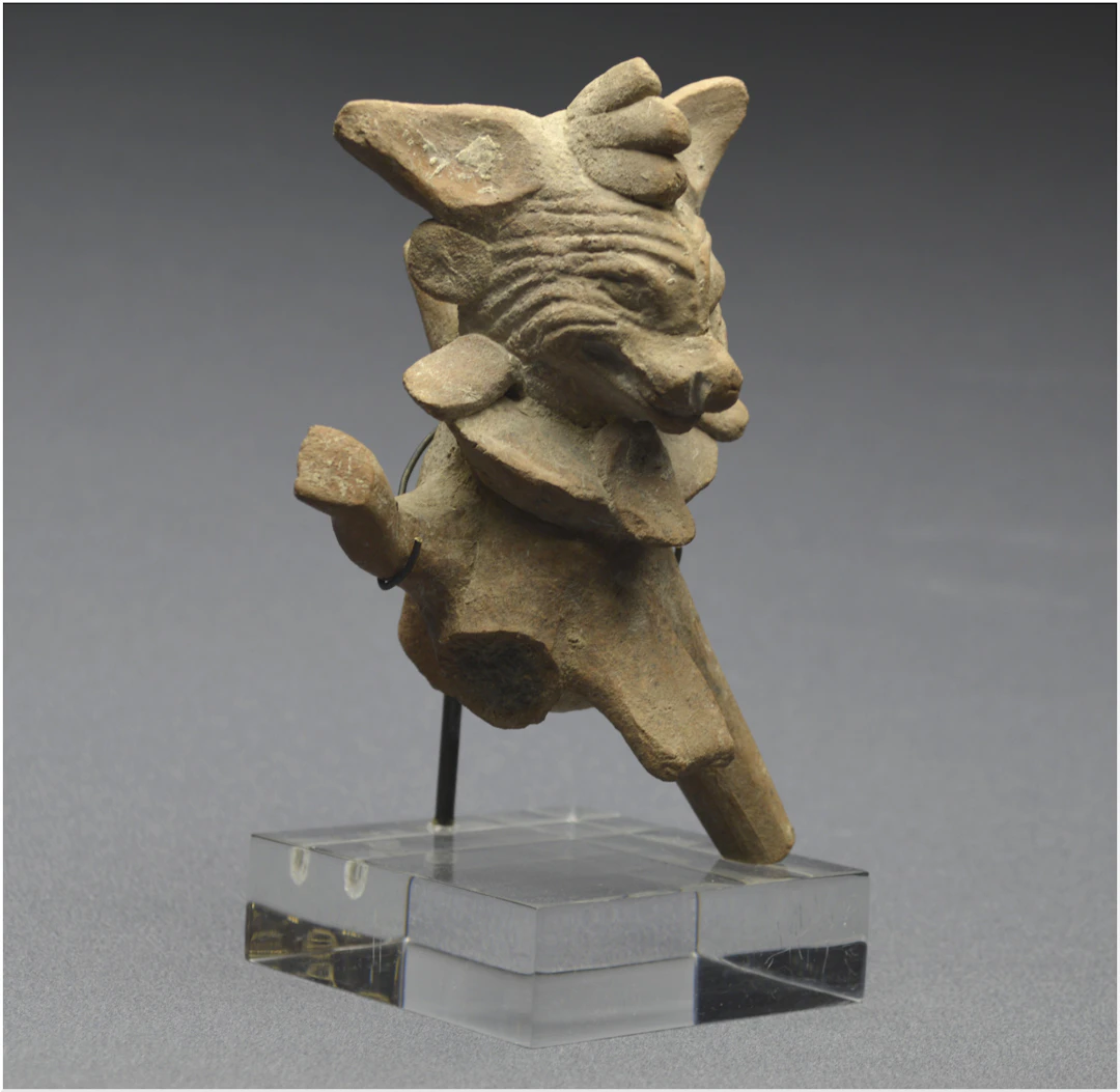 Mexique, 450 - 750 ap J. -C., Culture Veracruz, Sifflet rituel anthropo-zoomorph