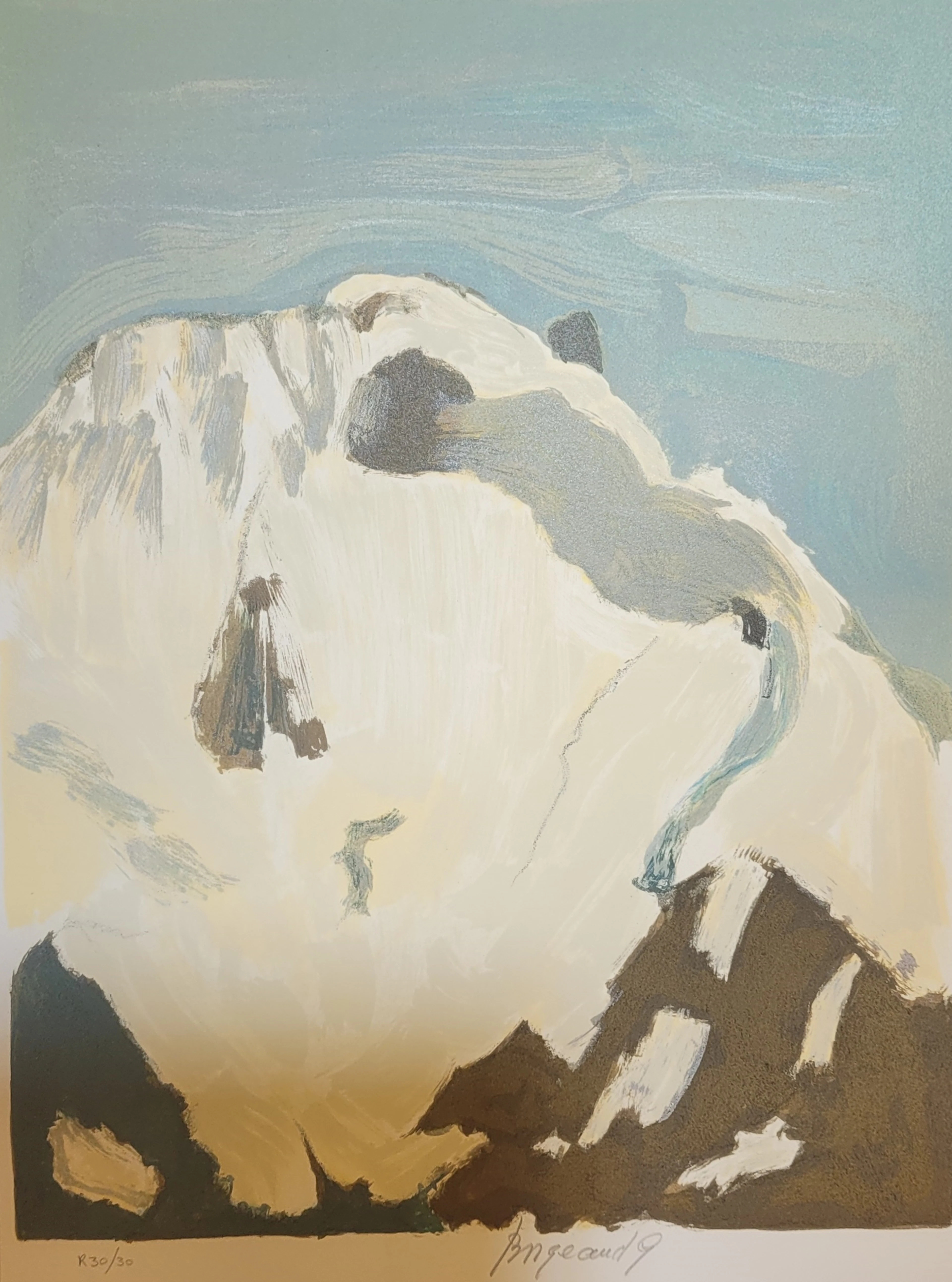 Georges BORGEAUD - Montagne et neige - Lithographie originale signée