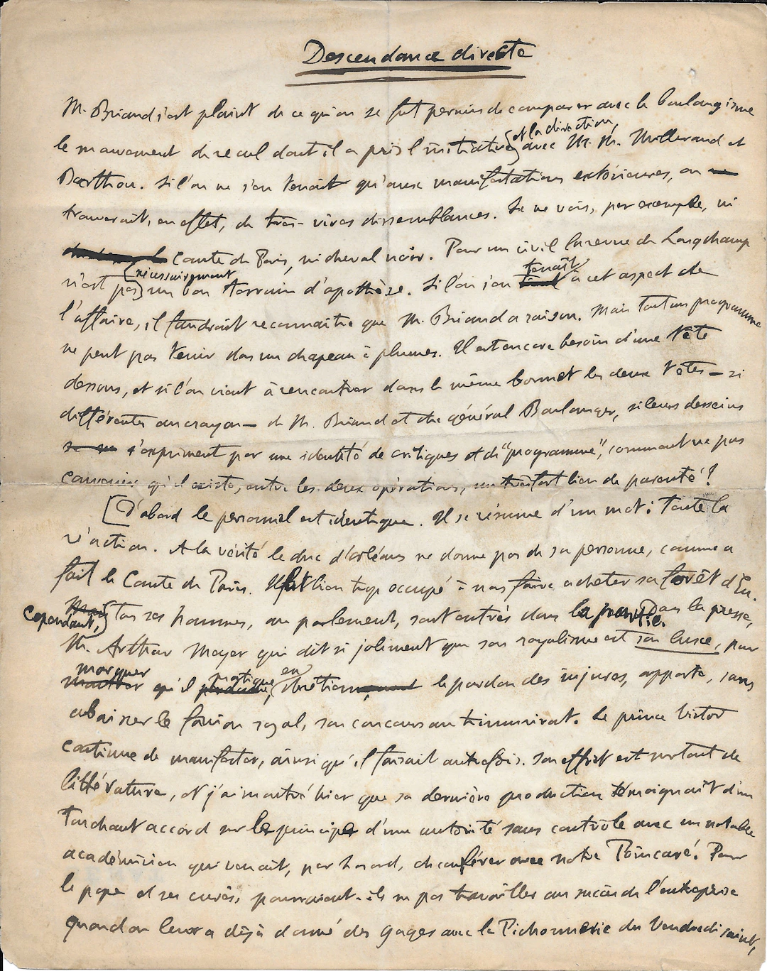 Georges CLEMENCEAU - Manuscrit autographe, 1914 - Boulangisme