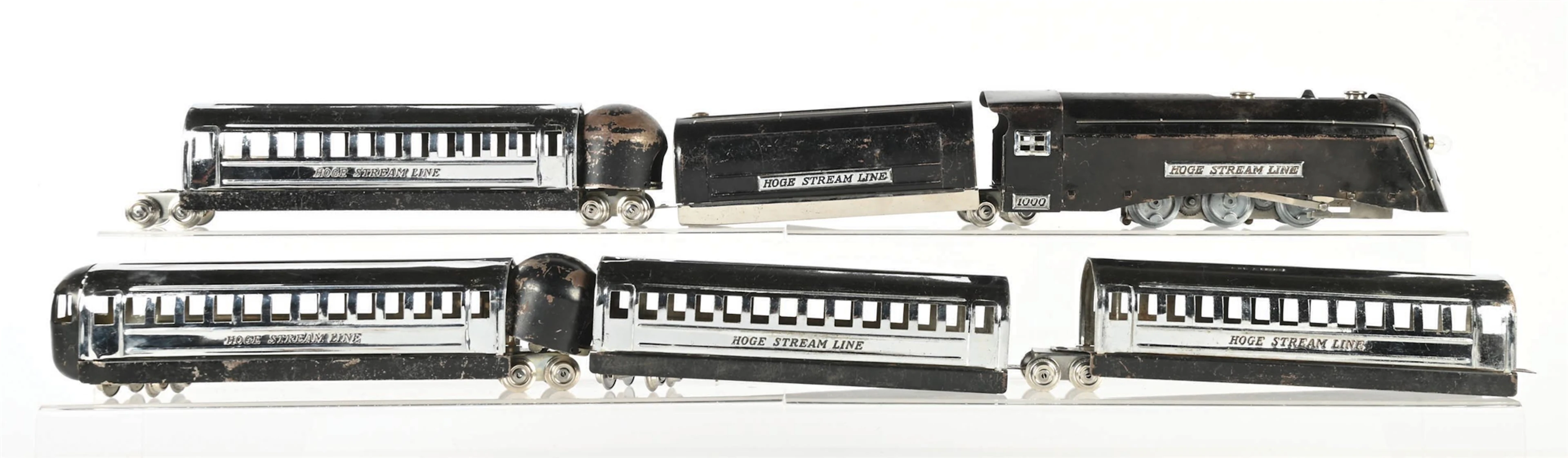 HOGE PREWAR O. GAUGE NO. 1000 STEAM LOCOMOTIVE STREAMLINE PASSENGER SET