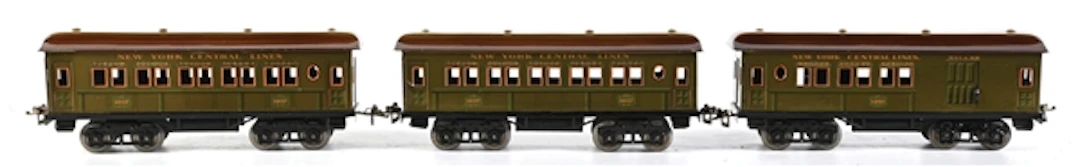 LOT OF 3: BING NEW YORK CENTRAL TIN LITHO PASSENGER CARS