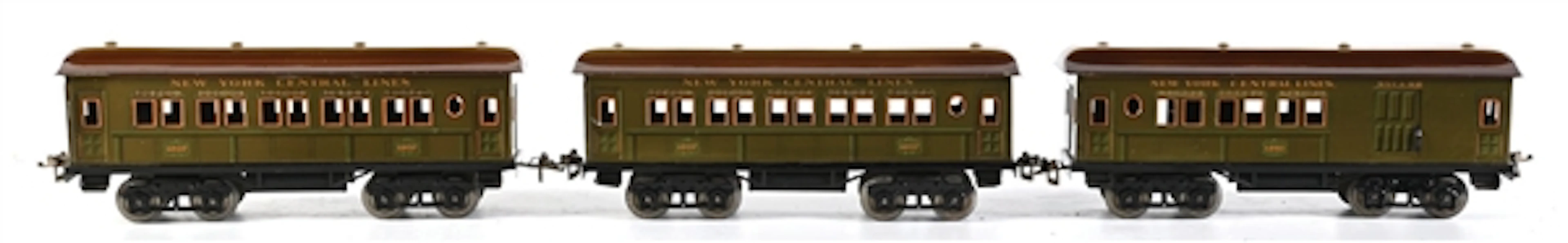 LOT OF 3: BING NEW YORK CENTRAL TIN LITHO PASSENGER CARS