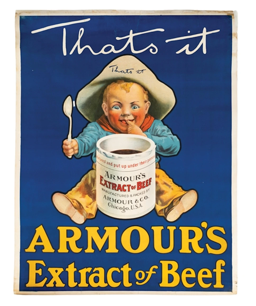 "ARMOUR'S EXTRACT BEEF" LITHOGRAPH ON BANNER CLOTH