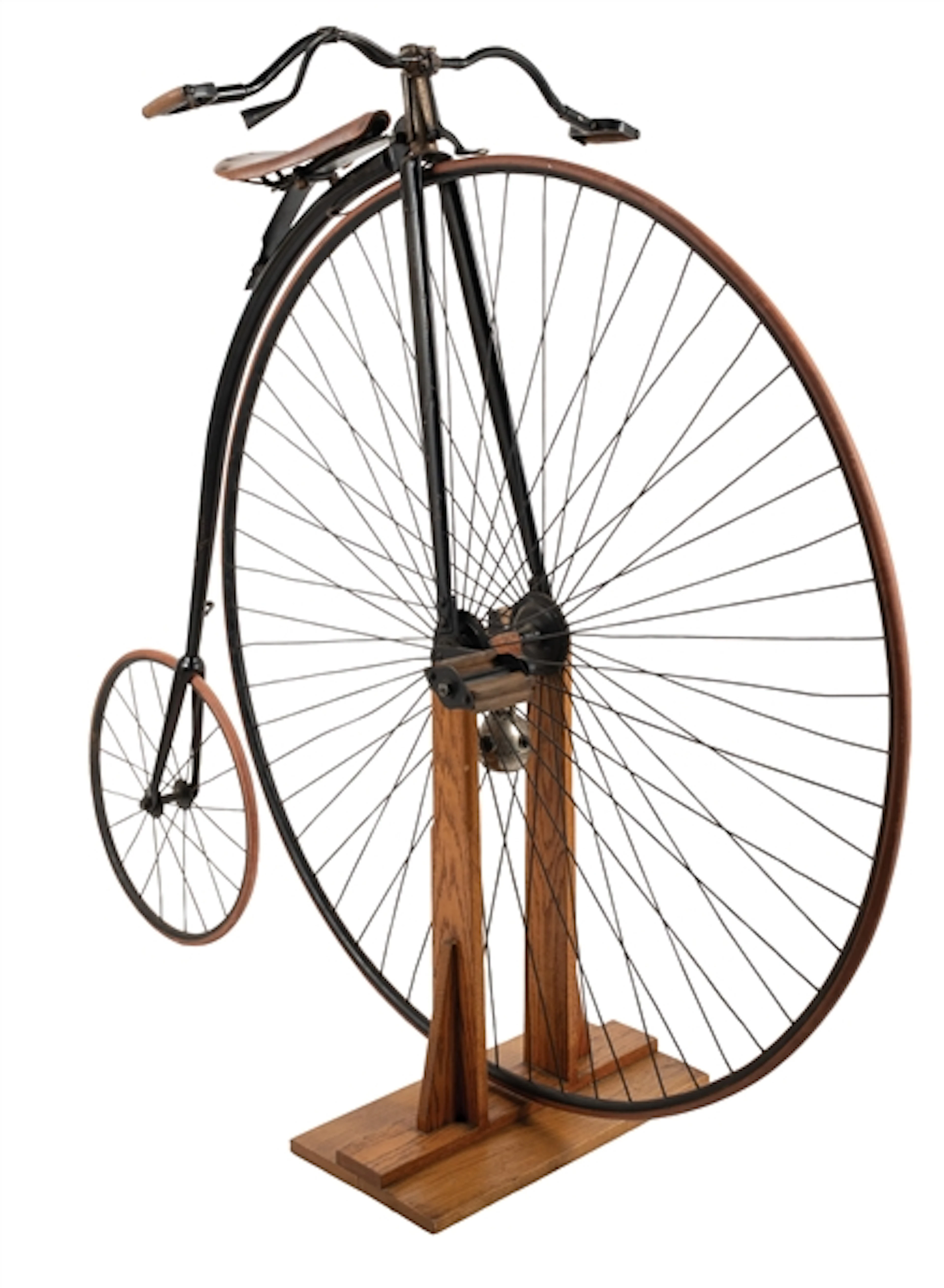 ORIGINAL 1890S PENNY-FARTHING HIGH-WHEEL BICYCLE WITH HUB-MOUNTED LANTERN