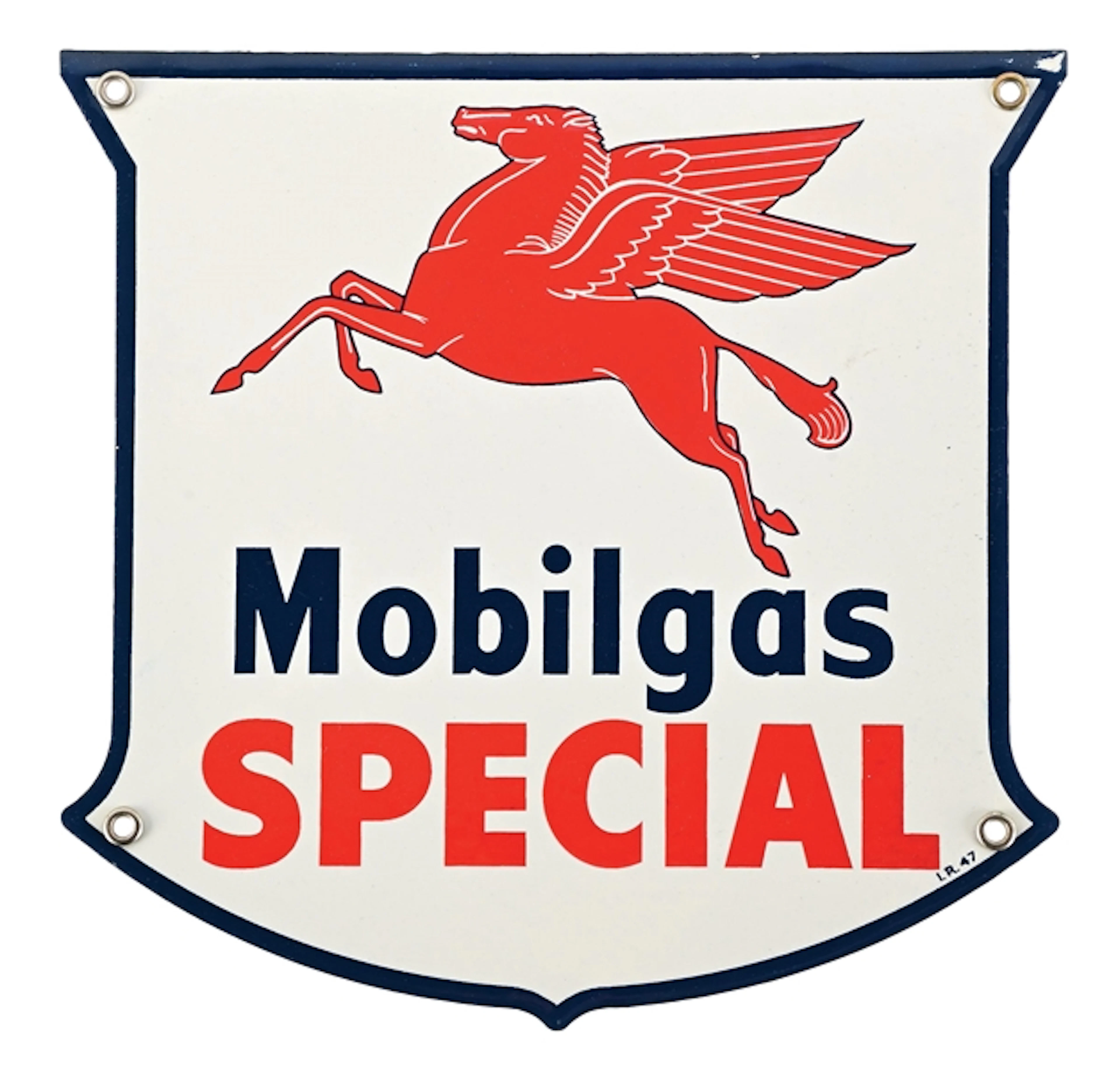 OUTSTANDING MOBILGAS SPECIAL PORCELAIN PUMP PLATE SIGN WITH PEGASUS GRAPHIC