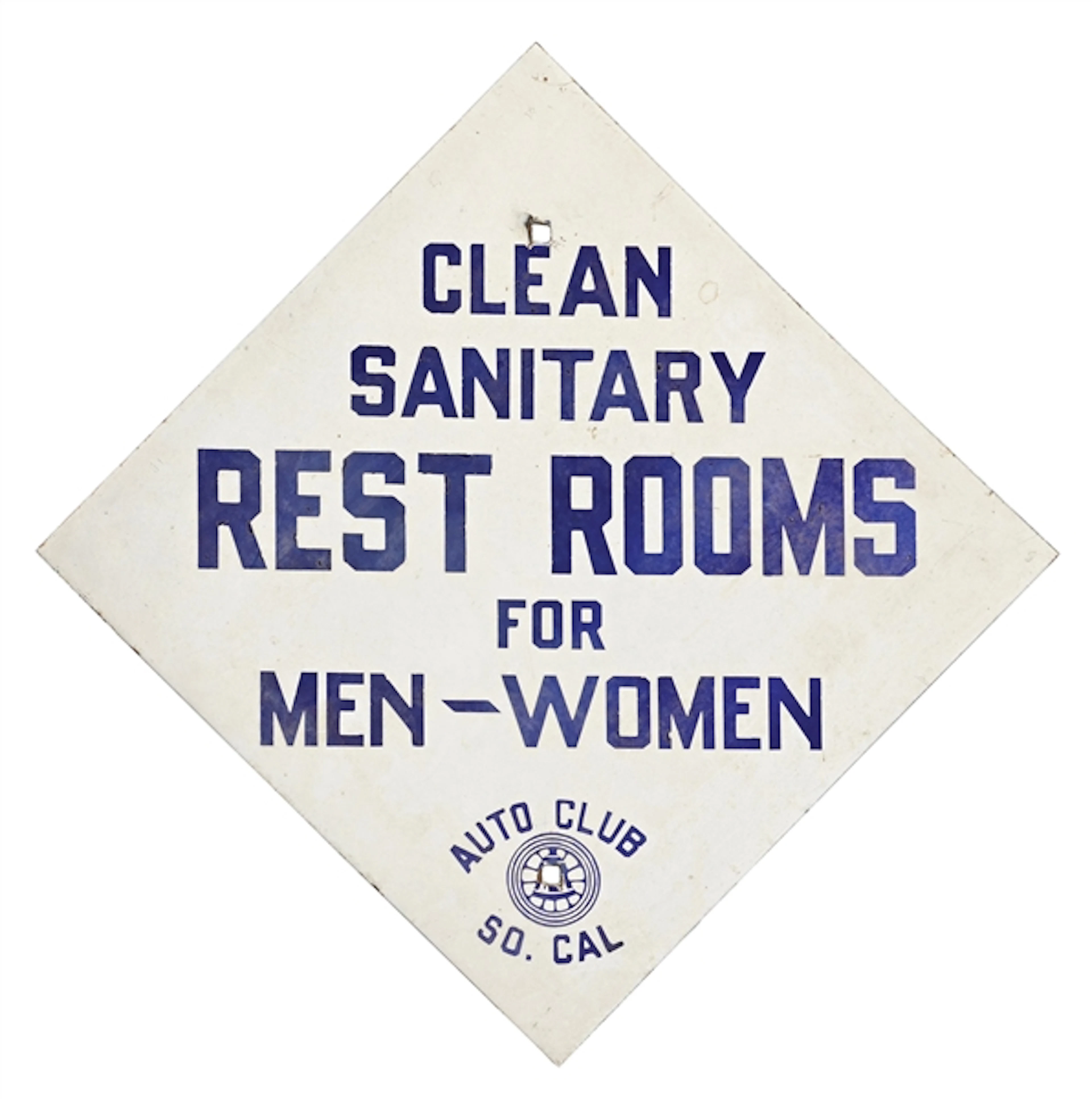 CLEAN SANITARY REST ROOMS FOR MEN-WOMEN PORCELAIN SIGN