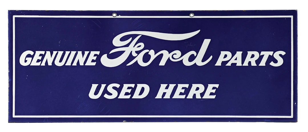 RARE GENUINE FORD PARTS USED HERE PORCELAIN SIGN