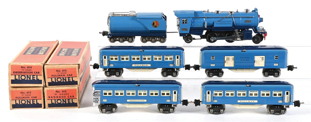 PRE-WAR LIONEL O-GA. TINPLATE BABY BLUE COMET PASSENGER SET
