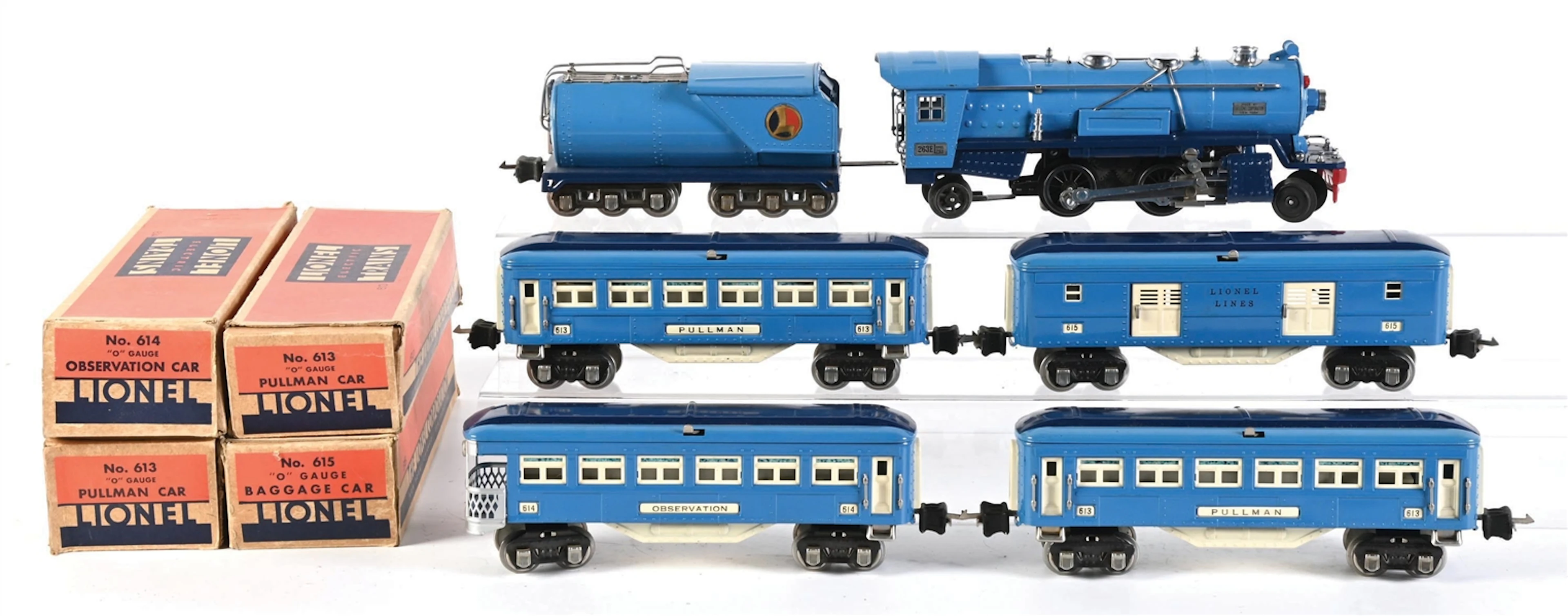 PRE-WAR LIONEL O-GA. TINPLATE BABY BLUE COMET PASSENGER SET