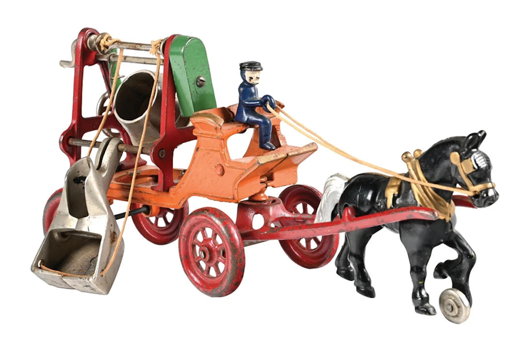 KENTON HARDWARE CO. CAST-IRON HORSE-DRAWN JAEGER CEMENT MIXER WAGON