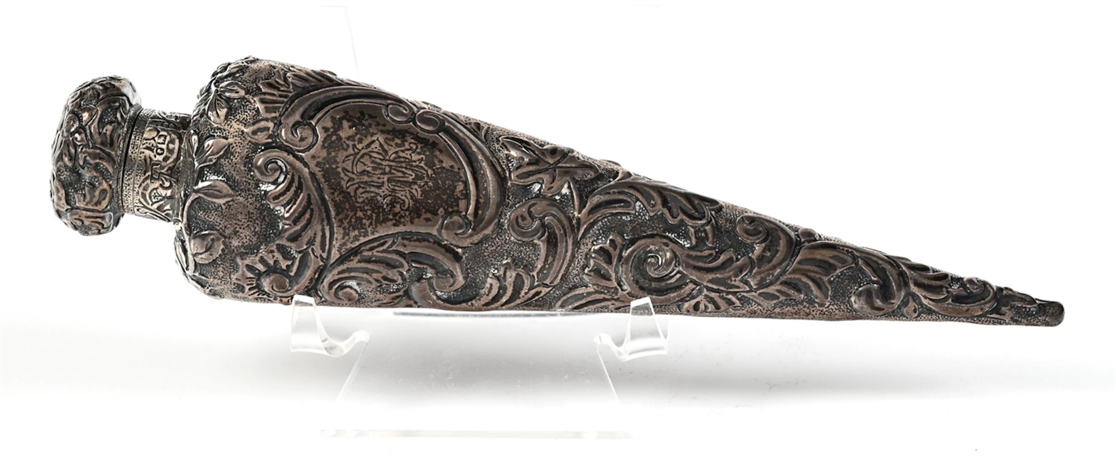 VICTORIAN SILVER TAPERING PERFUME BOTTLE
