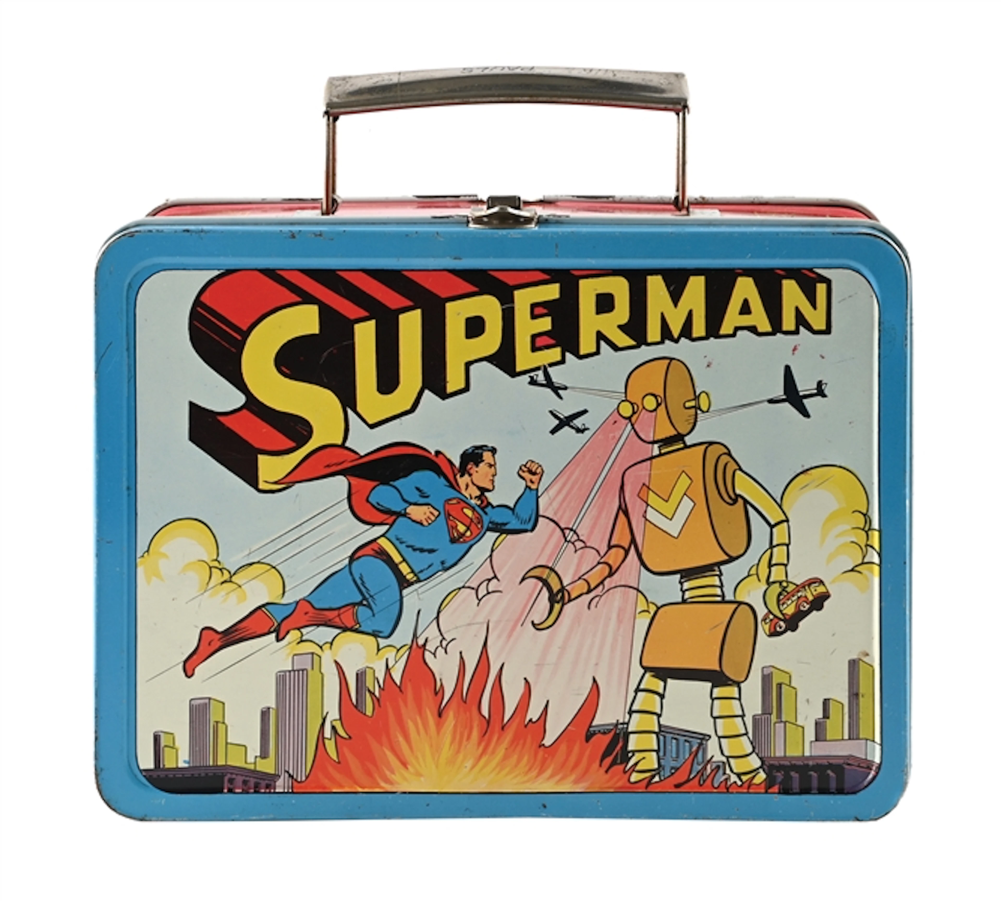 RARE 1954 ADCO-LIBERTY SUPERMAN LITHOGRAPHED METAL LUNCHBOX