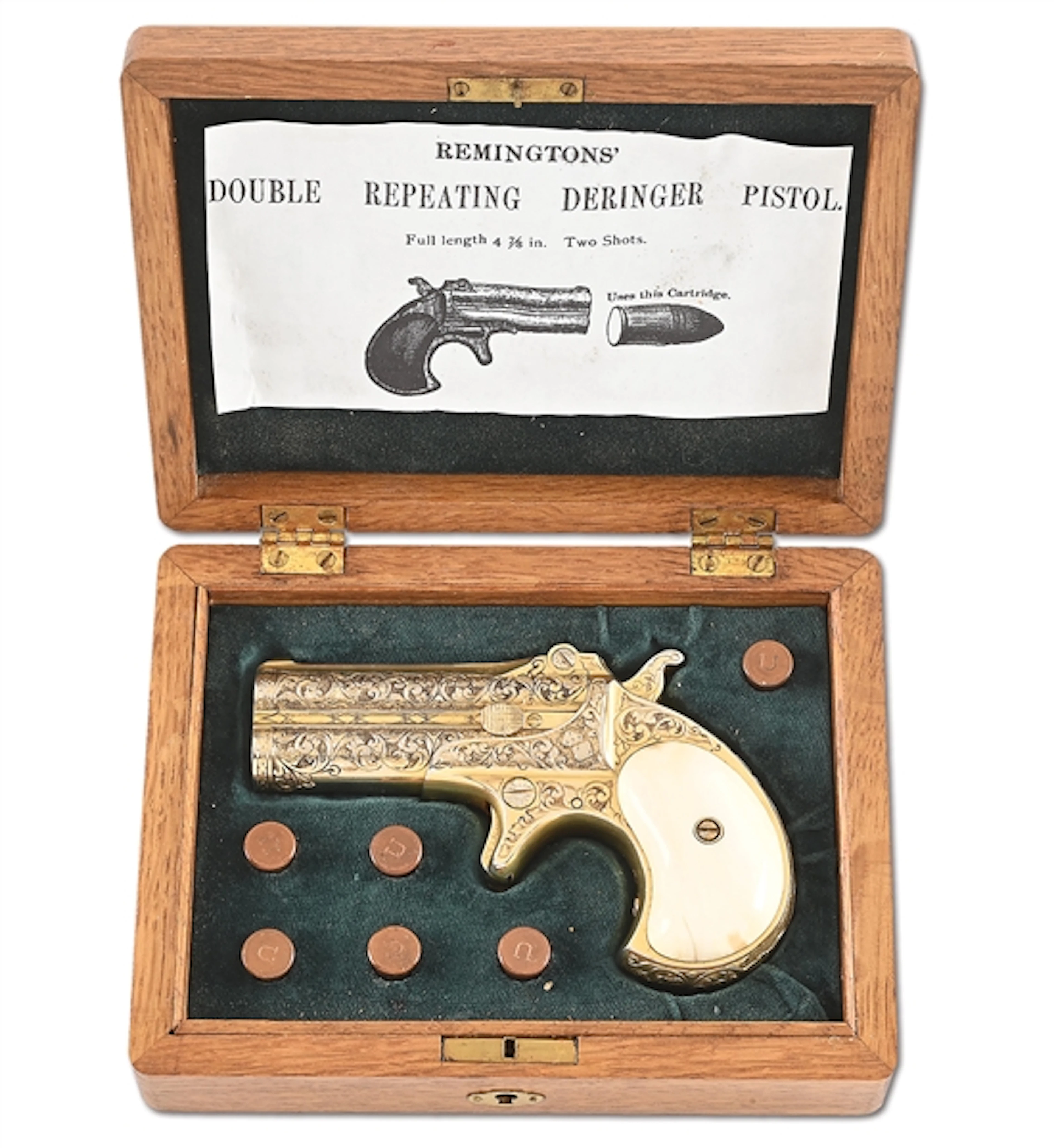 (C) CONDON ENGRAVED REMINGTON MODEL 95 .41 RF DOUBLE DERINGER IN CASE.