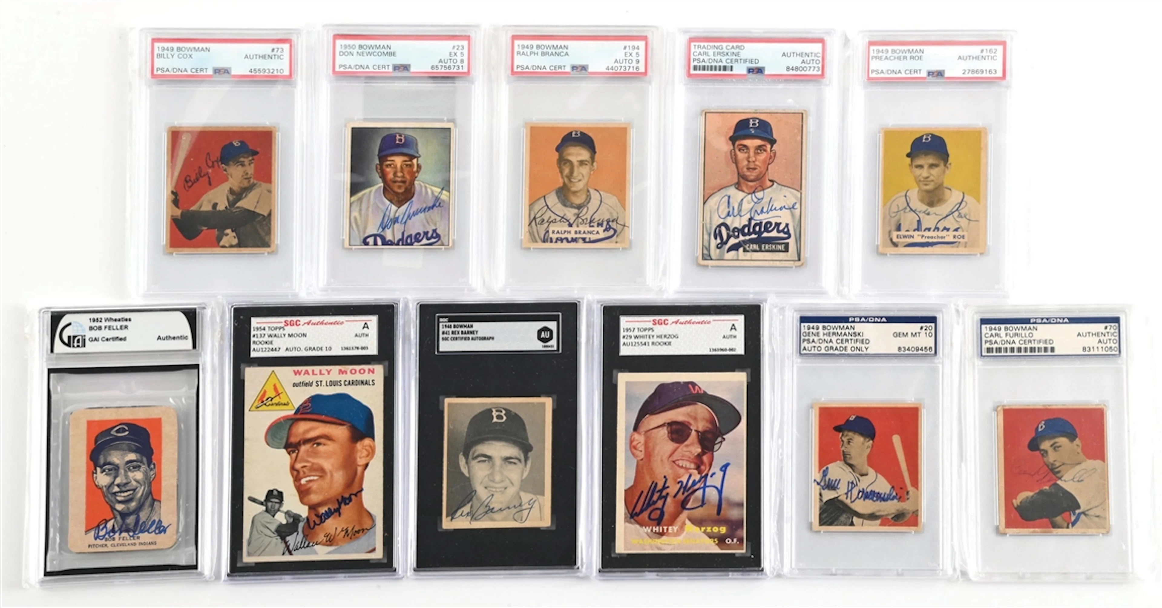 LOT OF 11: ASSORTED 1950S SIGNED CARDS INCLUDING
