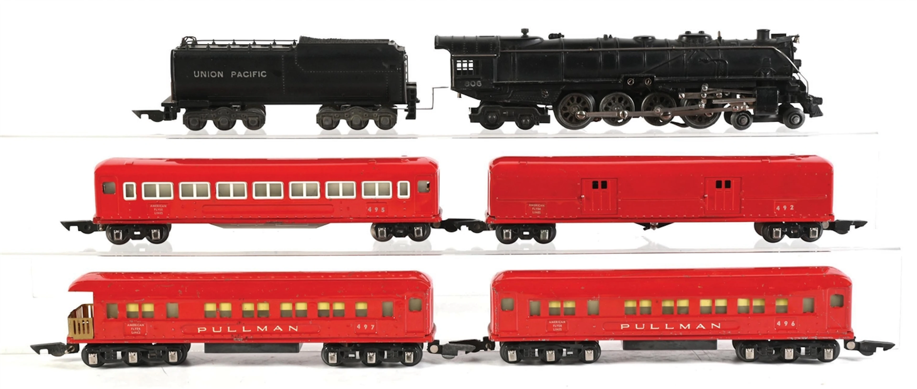 PRE-WAR AMERICAN FLYER O-GA. NO. 806 STEAM PASSENGER SET