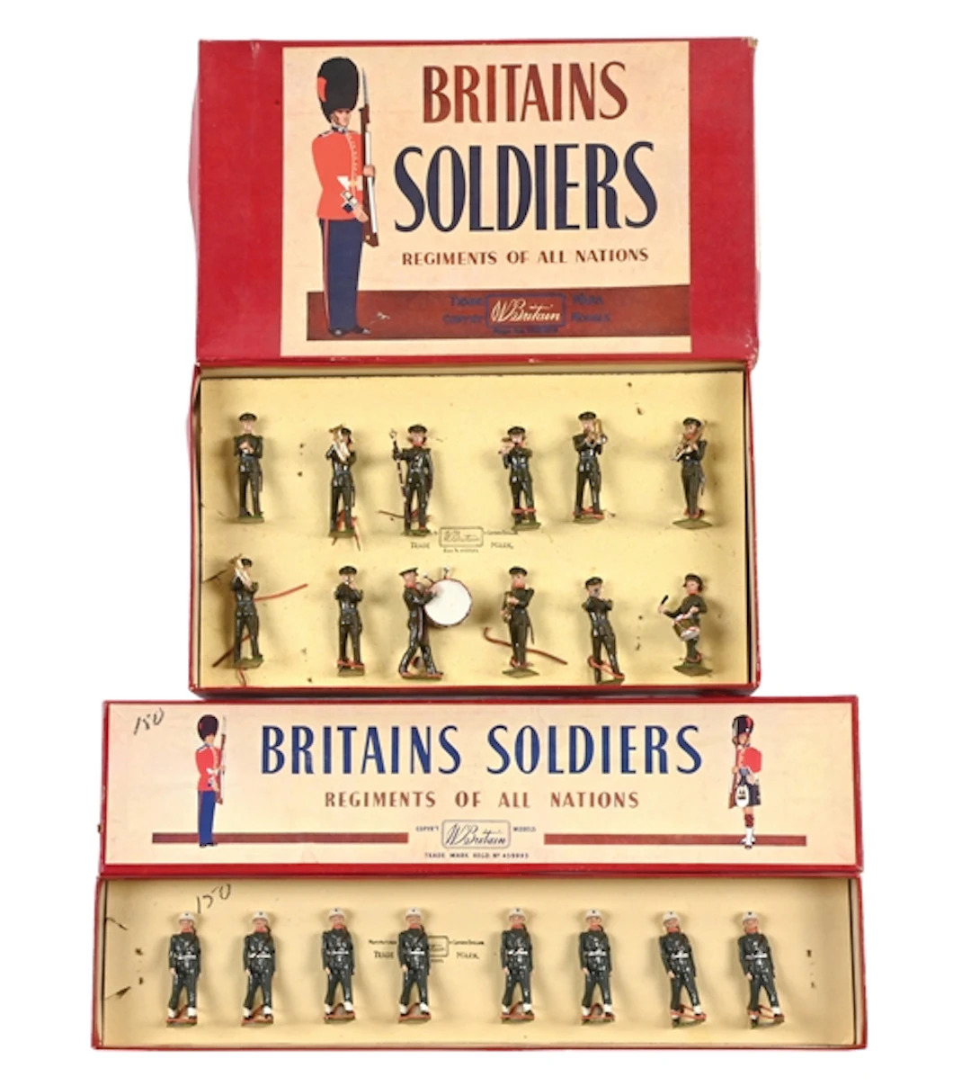 LOT OF 2: W. BRITAIN U.S.A. MILITARY BAND NO. 1301 & MILITARY POLICE