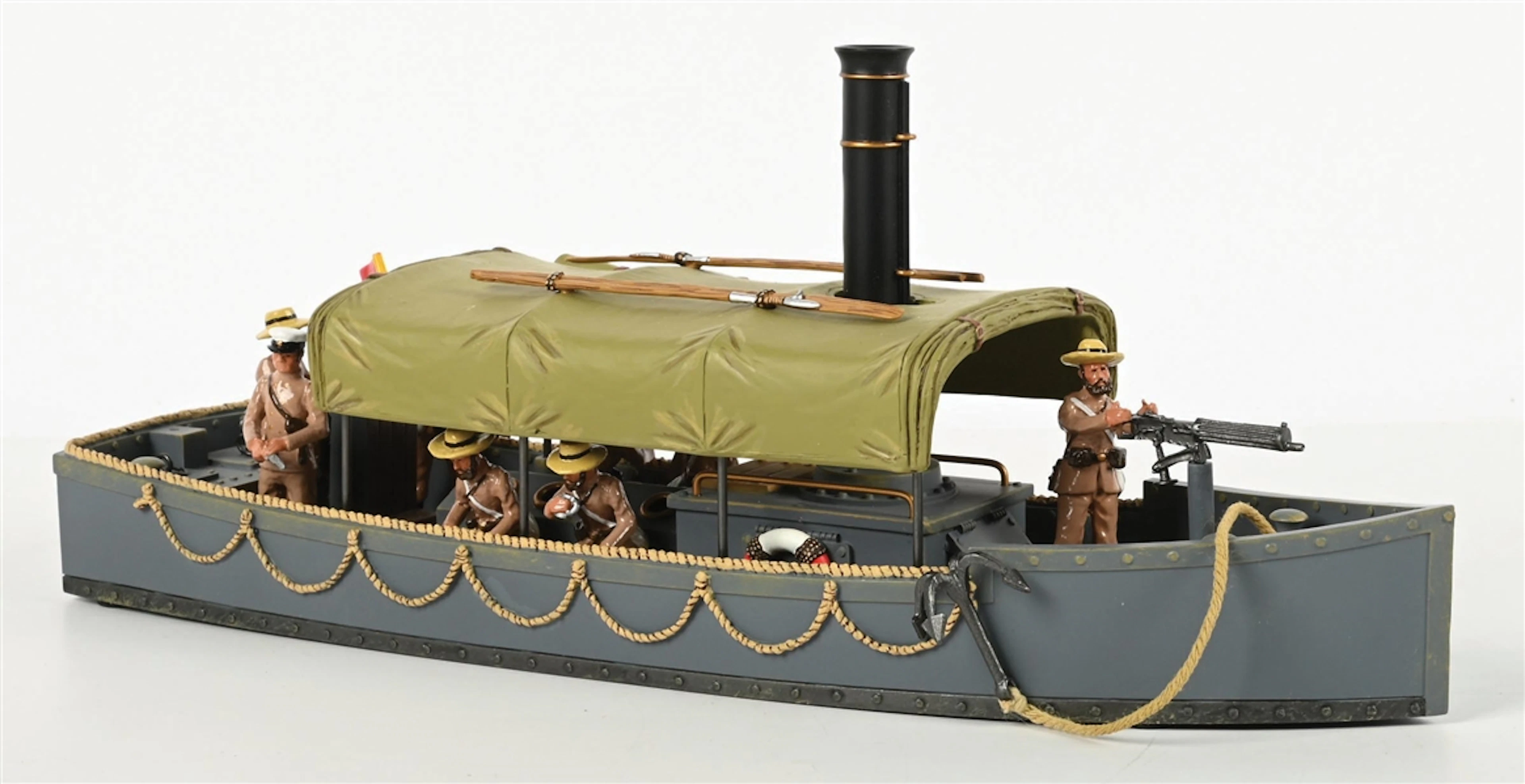 KING & COUNTRY ROYAL NAVY STEAM LAUNCH POPULATED BY LITTLE LEGION CREW MEMBERS