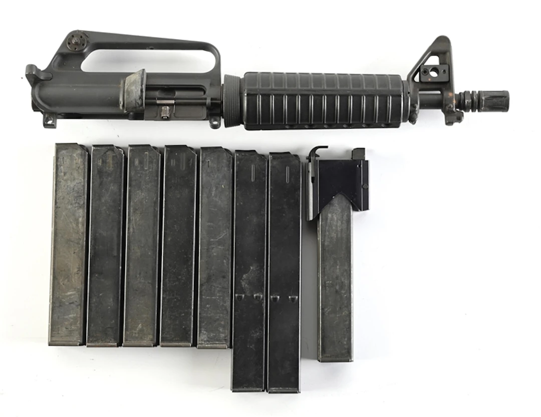 COLT 9MM SMG UPPER WITH MAGAZINES.