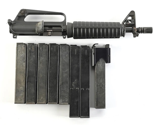 COLT 9MM SMG UPPER WITH MAGAZINES.