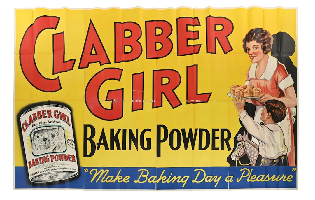 N.O.S. CLABBER GIRL BAKING POWDER "MAKE BAKING DAY A PLEASURE" 13'