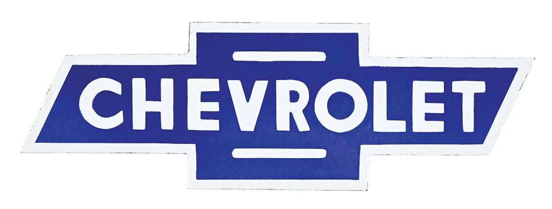 CHEVROLET AUTOMOBILES PORCELAIN BOW TIE ATTACHMENT SIGN