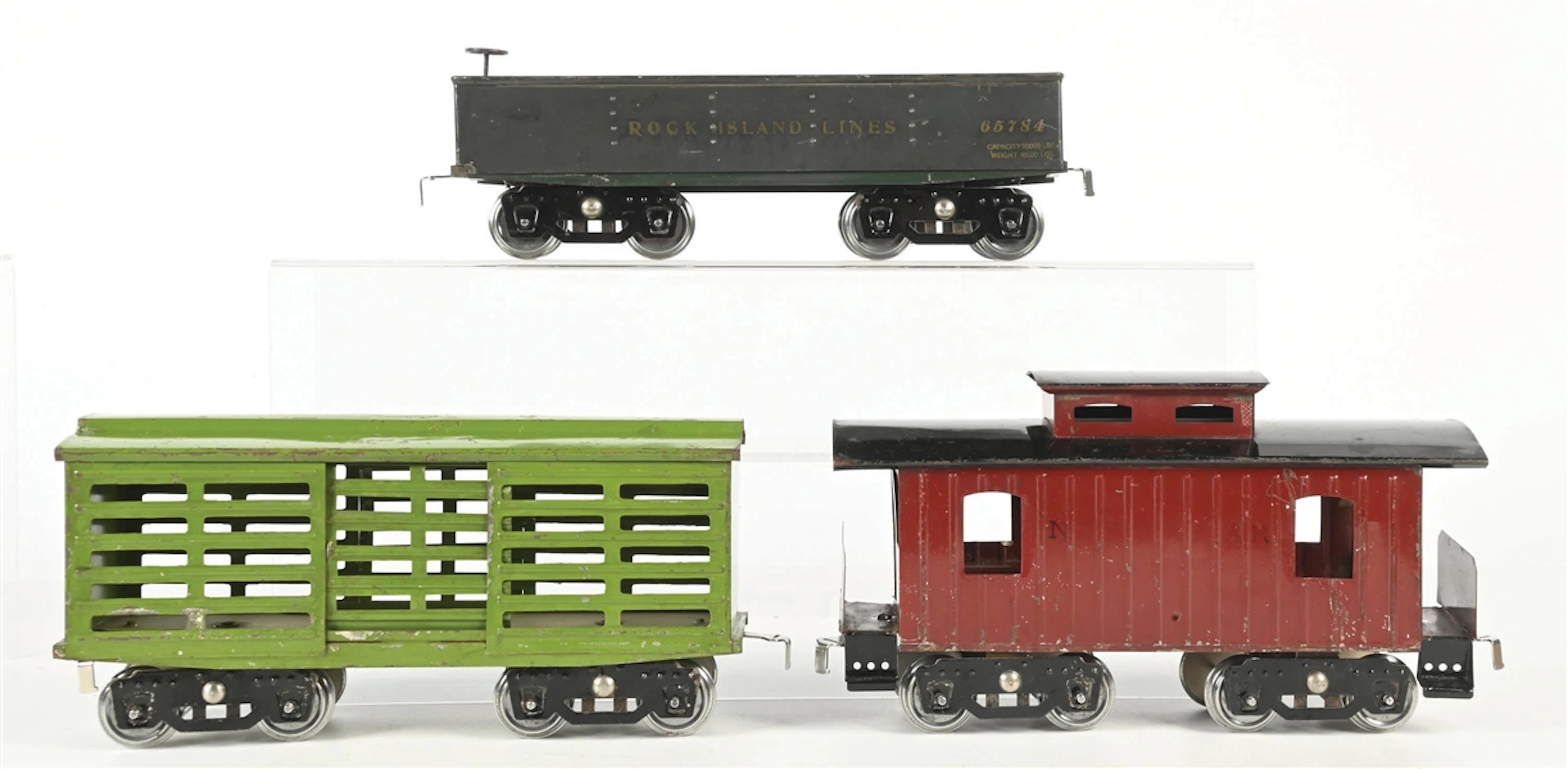 LOT OF 3: AMERICAN FLYER PREWAR STANDARD GAUGE ASSORTED FREIGHT CARS