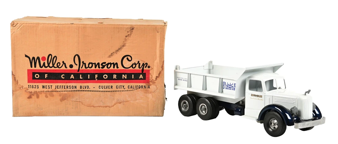 SMITH-MILLER PRESSED STEEL BLUE SERVICE DIAMOND DUMP TRUCK W/ BOX