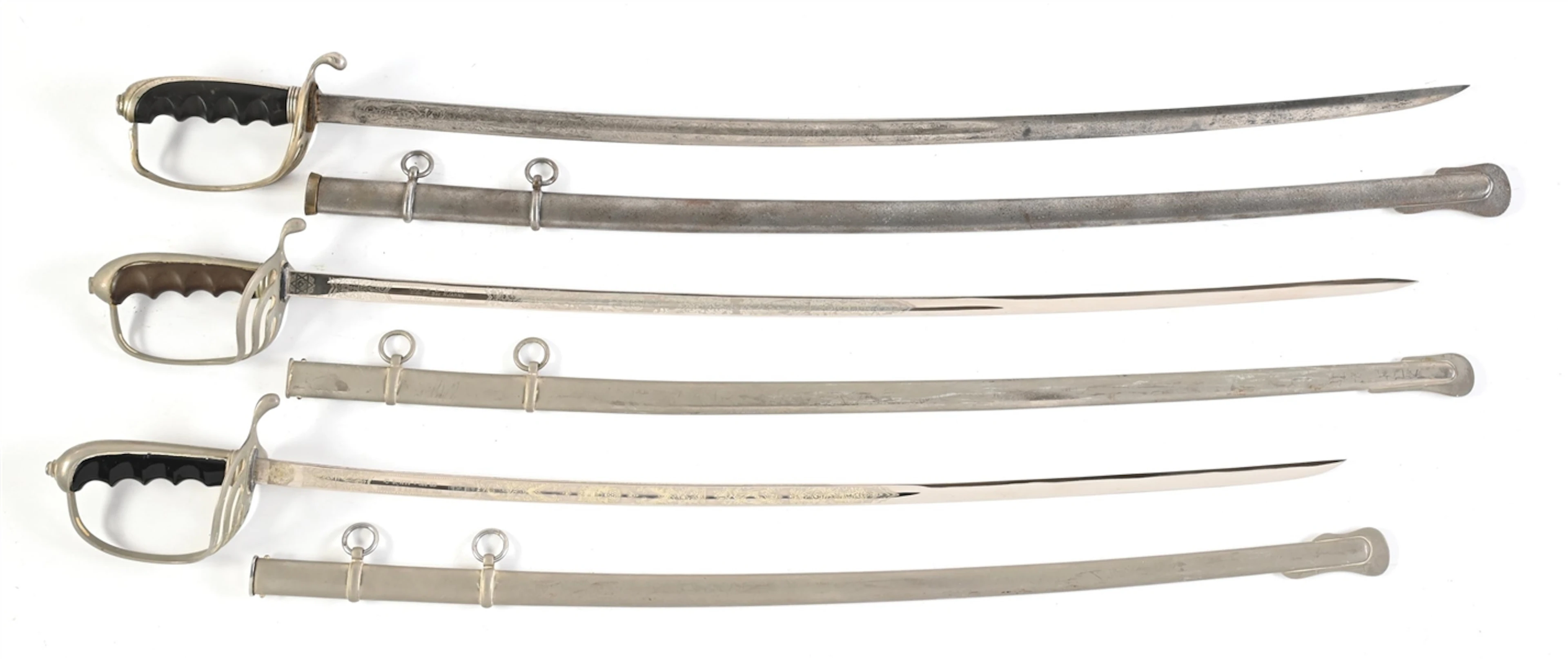 LOT OF 3: US ARMY M1902 OFFICER SWORDS.