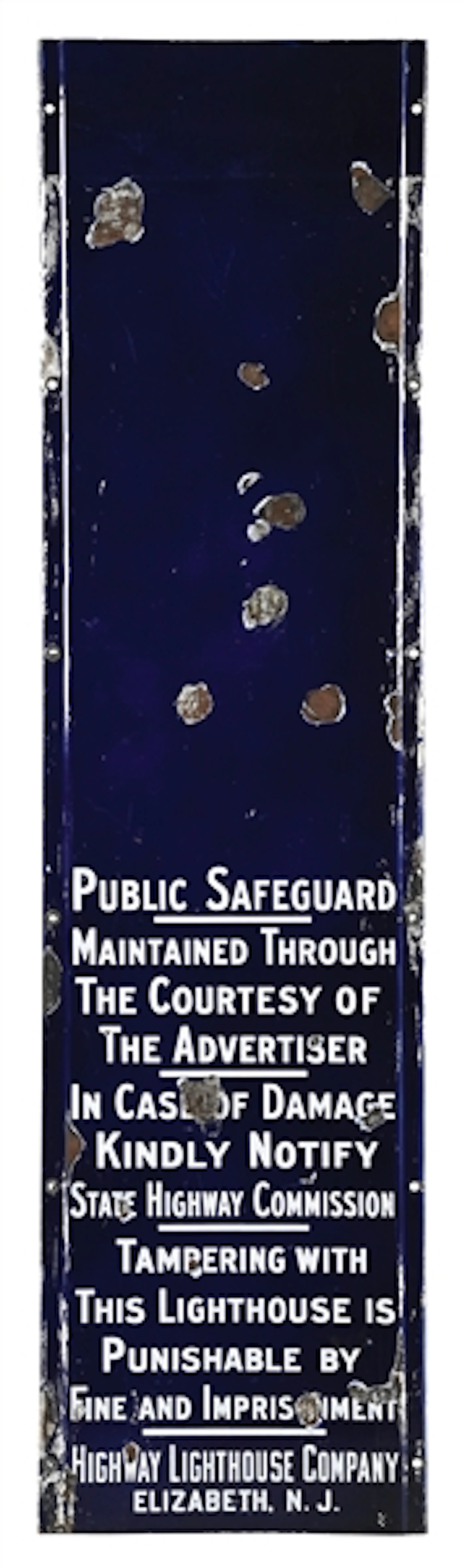 PUBLIC SAFEGUARD PORCELAIN LIGHTHOUSE PANEL SIGN